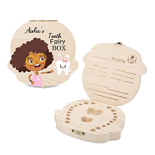 Personalized Wooden Tooth Fairy Box for Kids - Custom Name Engraved Tooth Storage Keepsake Box - Baby & Children's Lost Teeth Holder - Unique Birthday Gift for Newborns & Toddlers - Perfect for Tooth Fairy Visits & Childhood Memory Preservation