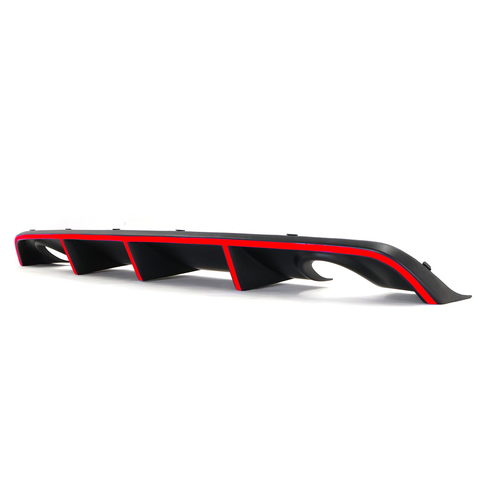 IKON MOTORSPORTS Rear Bumper Lip Diffuser for 2012-2014 Dodge Charger SRT8 | Factory Style PP Splitter with Red Reflective Tape | Lower Valance Spoiler Body Kit | Perfect for Street Racing & Car Shows
