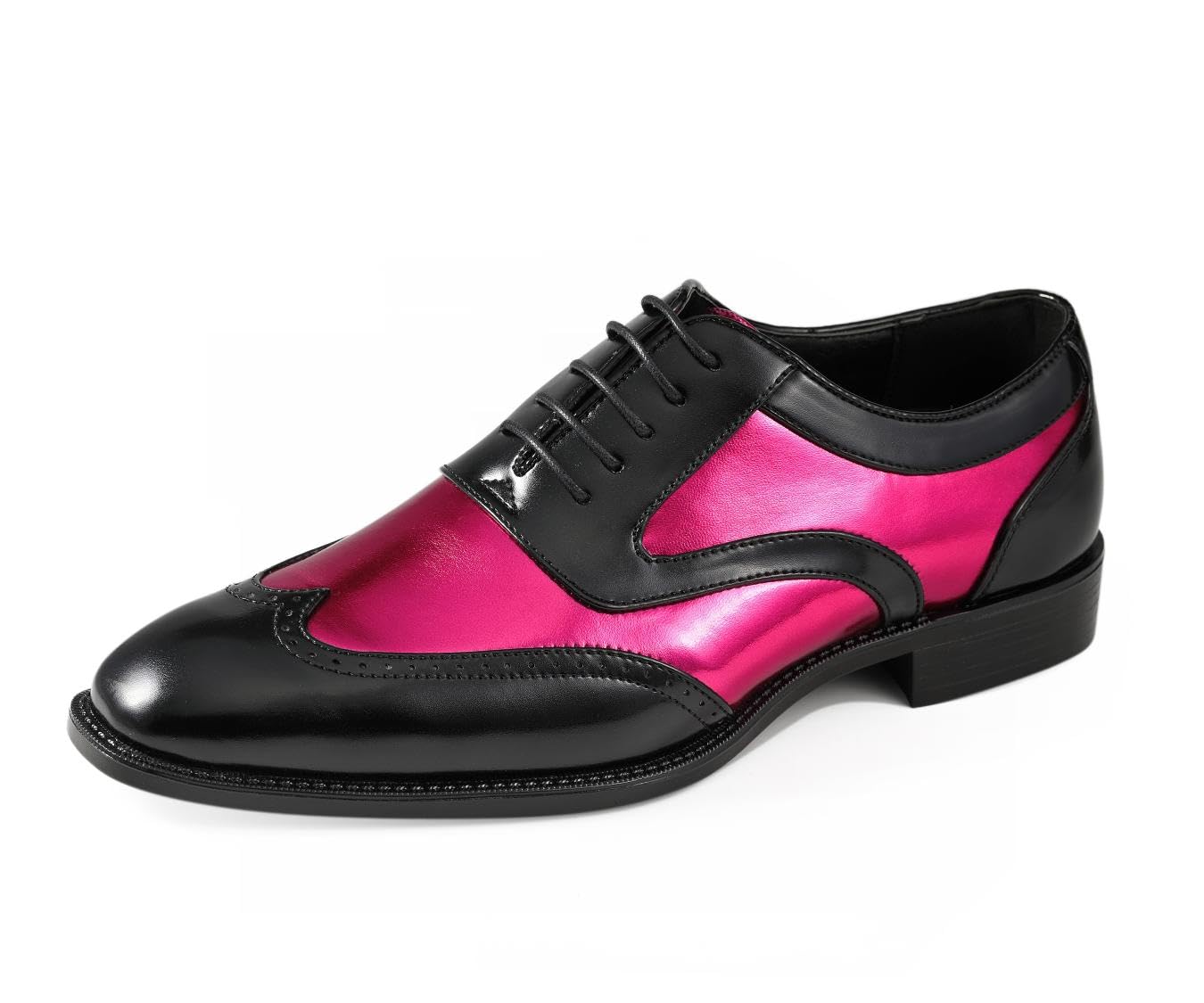 Bolano Lawson Men's Wingtip Oxford Dress Shoes | Two-Tone Shiny Metallic Formal Tuxedo Shoes for Weddings, Business & Special Occasions