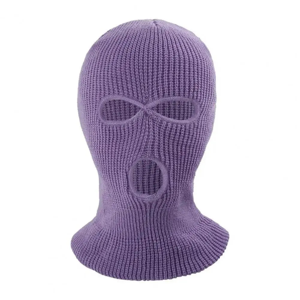 3 Hole Knit Ski Mask Balaclava - Winter Full Face Cover with Heart Embroidery - Thermal Neck Warmer for Cycling, Skiing & Outdoor Activities - Y2K Fashion Face Mask for Cold Weather Protection
