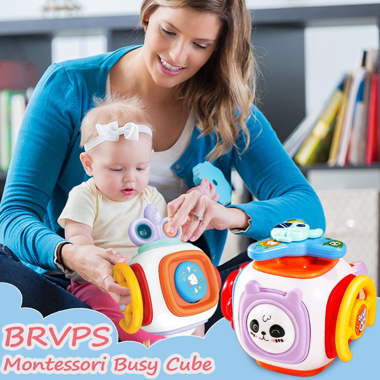 Montessori Toys for 1-3 Year Olds - Sensory Busy Board Cube with Travel Activities | Educational Toddler Toys for 6-24 Months | Perfect for Airplane & Car Travel, Early Learning & Interactive Play