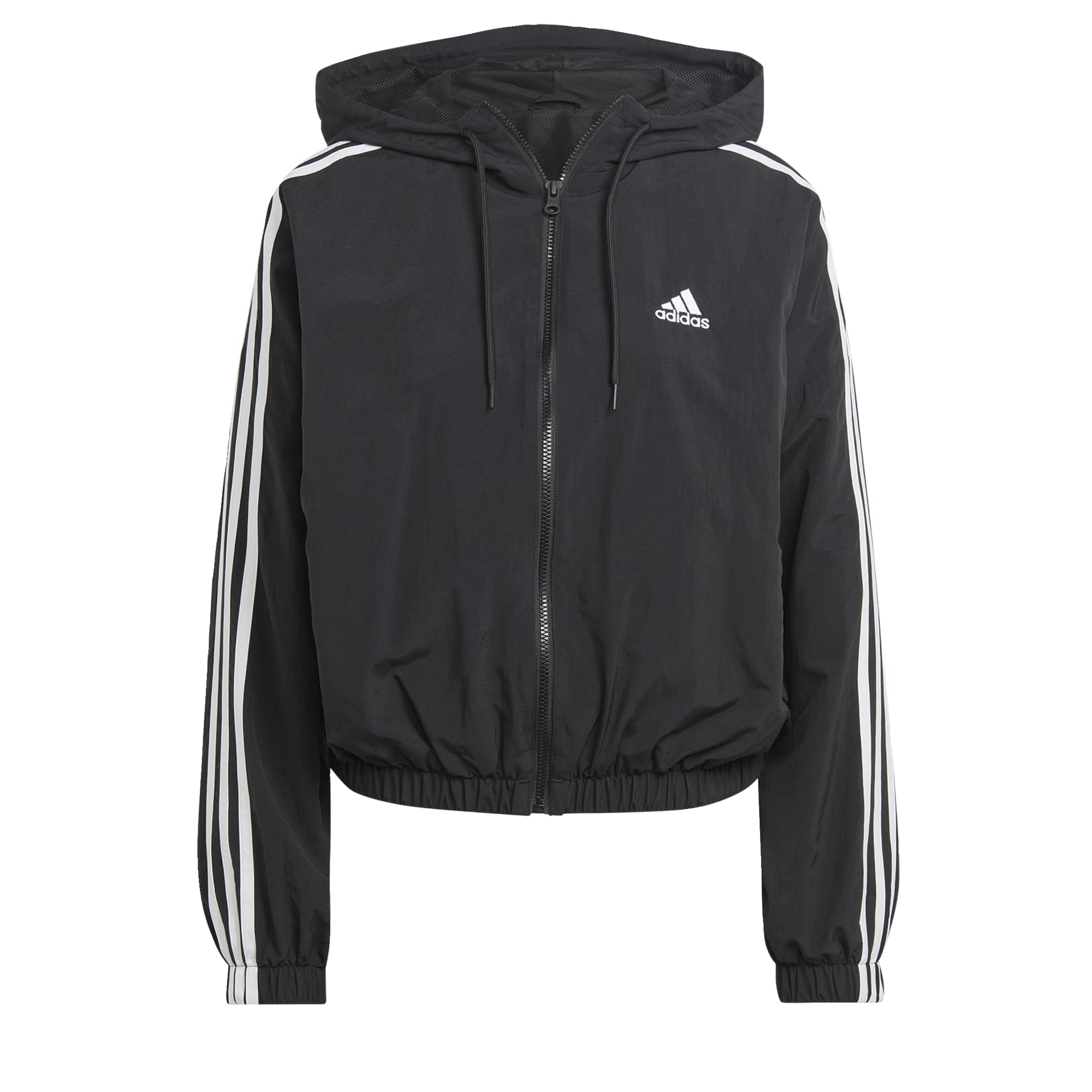 adidas Women's Essentials 3-Stripes Woven Windbreaker Jacket - Lightweight Water-Resistant Outdoor Running & Travel Coat