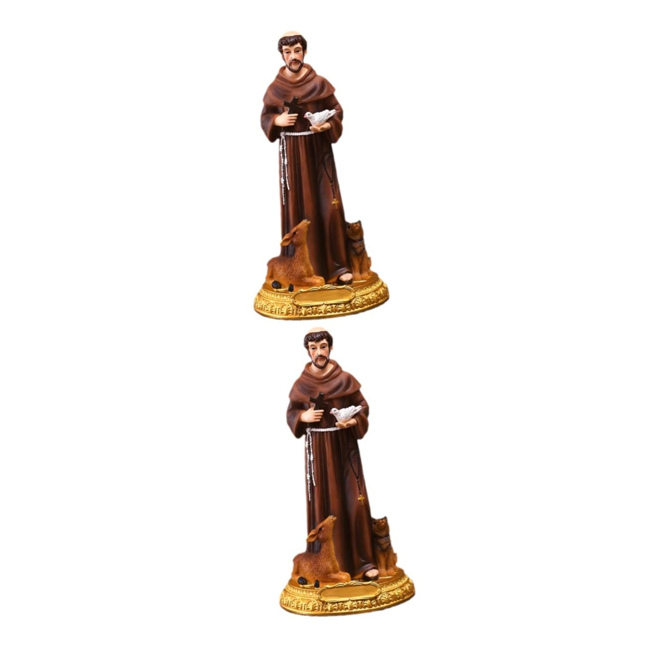 Uonlytech 2-Piece San Francisco Statue Ornament Set - Vintage Western Home Decor Sculptures for Catholic Figurine Collection, Cabinet Display & Goblincore Room Aesthetic - Perfect for Desktop Decor, Gift Giving & Themed Interior Design