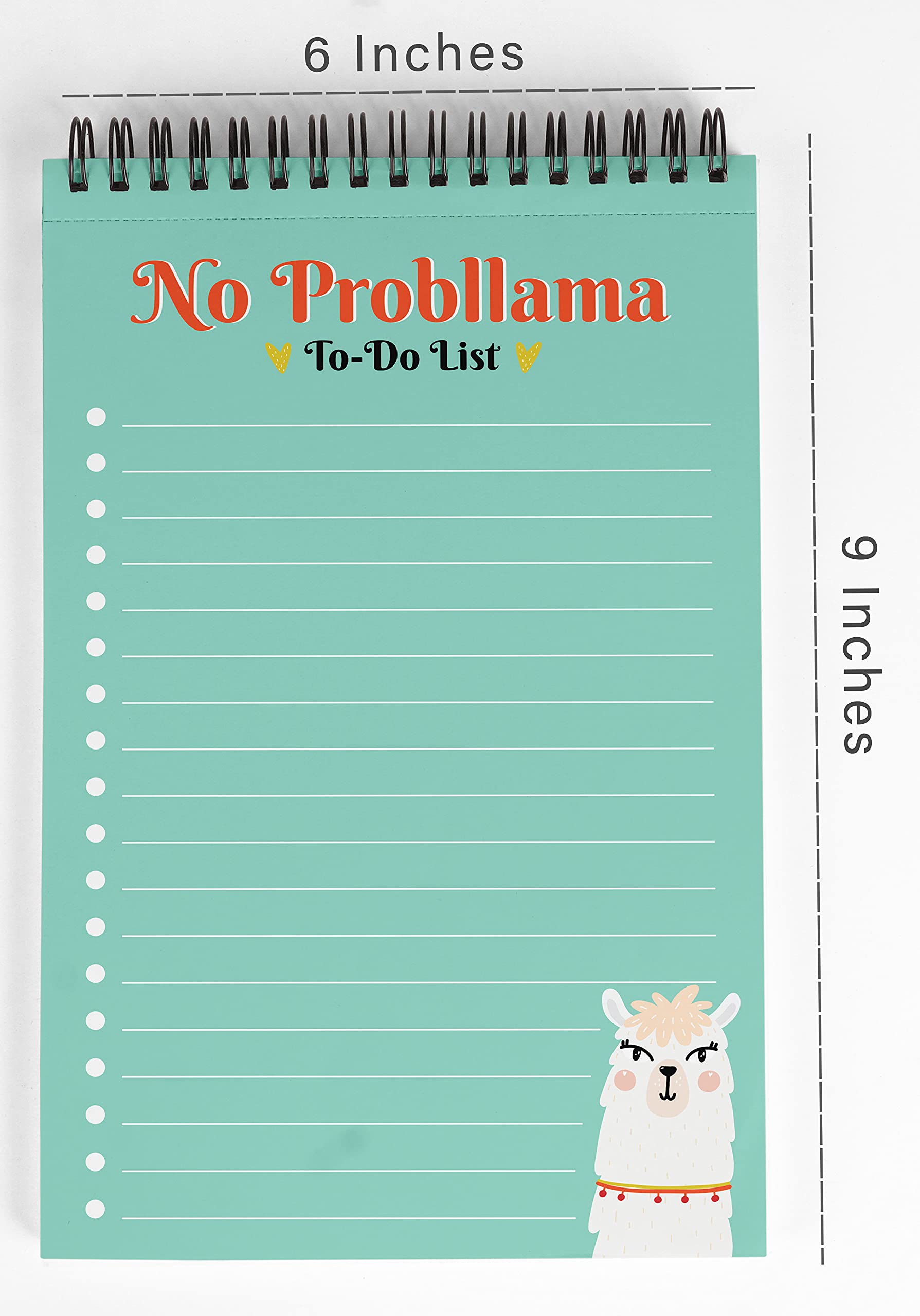 6” X 9” No Probllama Llama Spiral Notepad - Motivational To Do List Planner with 50 Tear-Off Sheets for Daily Organization, Work & School Tasks - Cute Stationery for Office, Home & Student Use