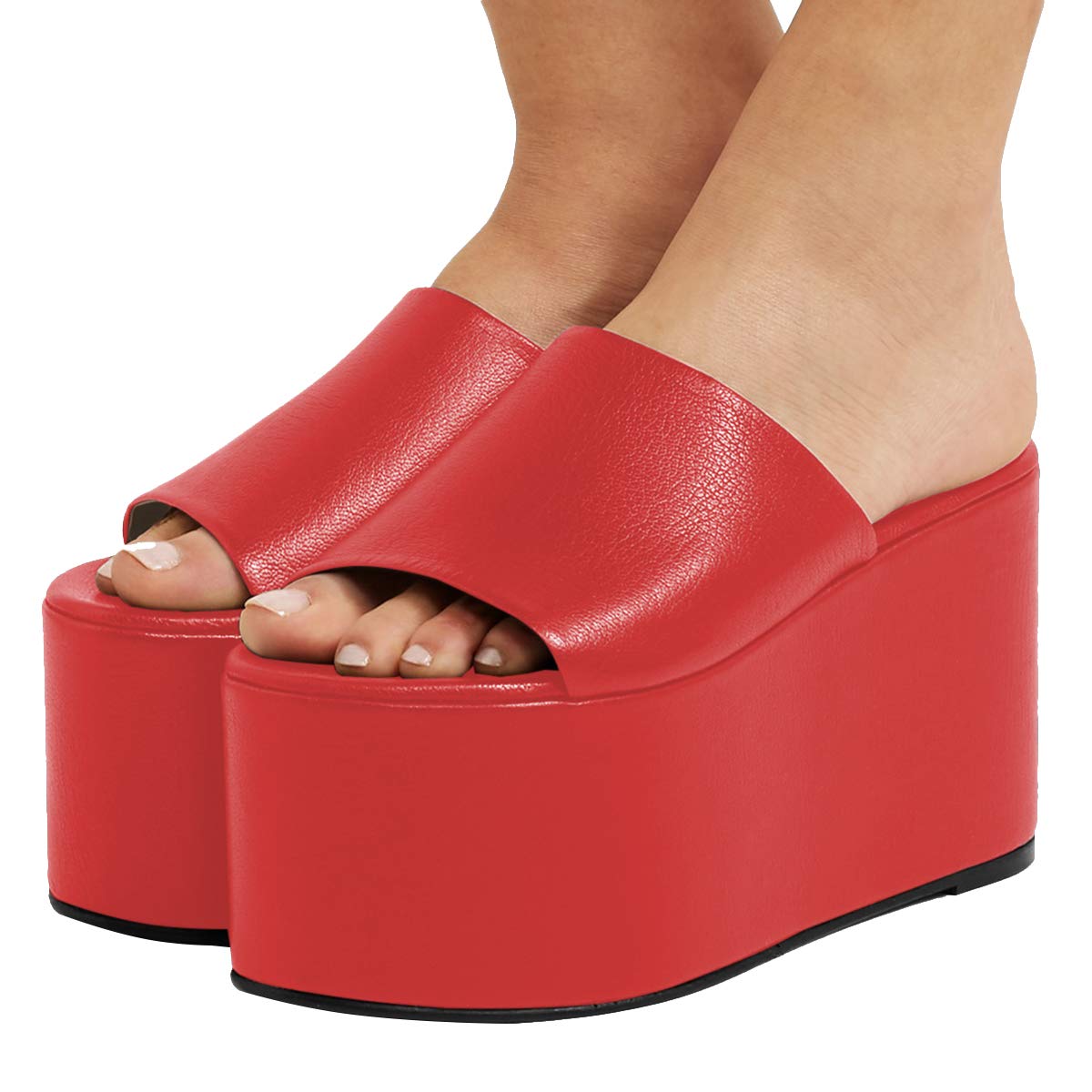 YDN Women's Super Thick Platform High Wedge Heel Sandals - Open Toe Summer Slide Slippers for Casual Wear, Beach & Vacation Outfits