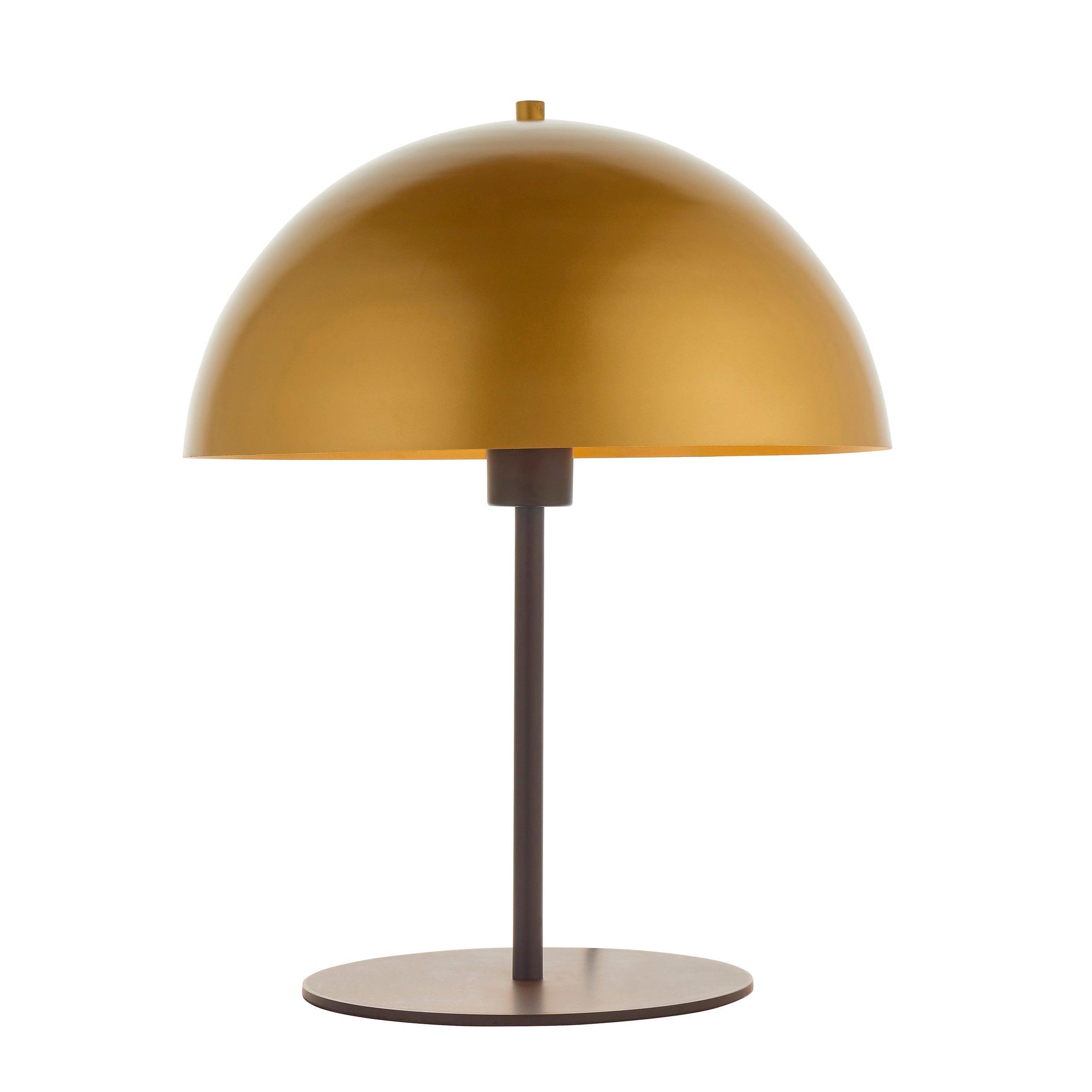 Vintage Art Deco Bronze Table Lamp with Gold Metal Shade - Elegant Home Office Lighting for Living Room, Bedroom & Study Decor