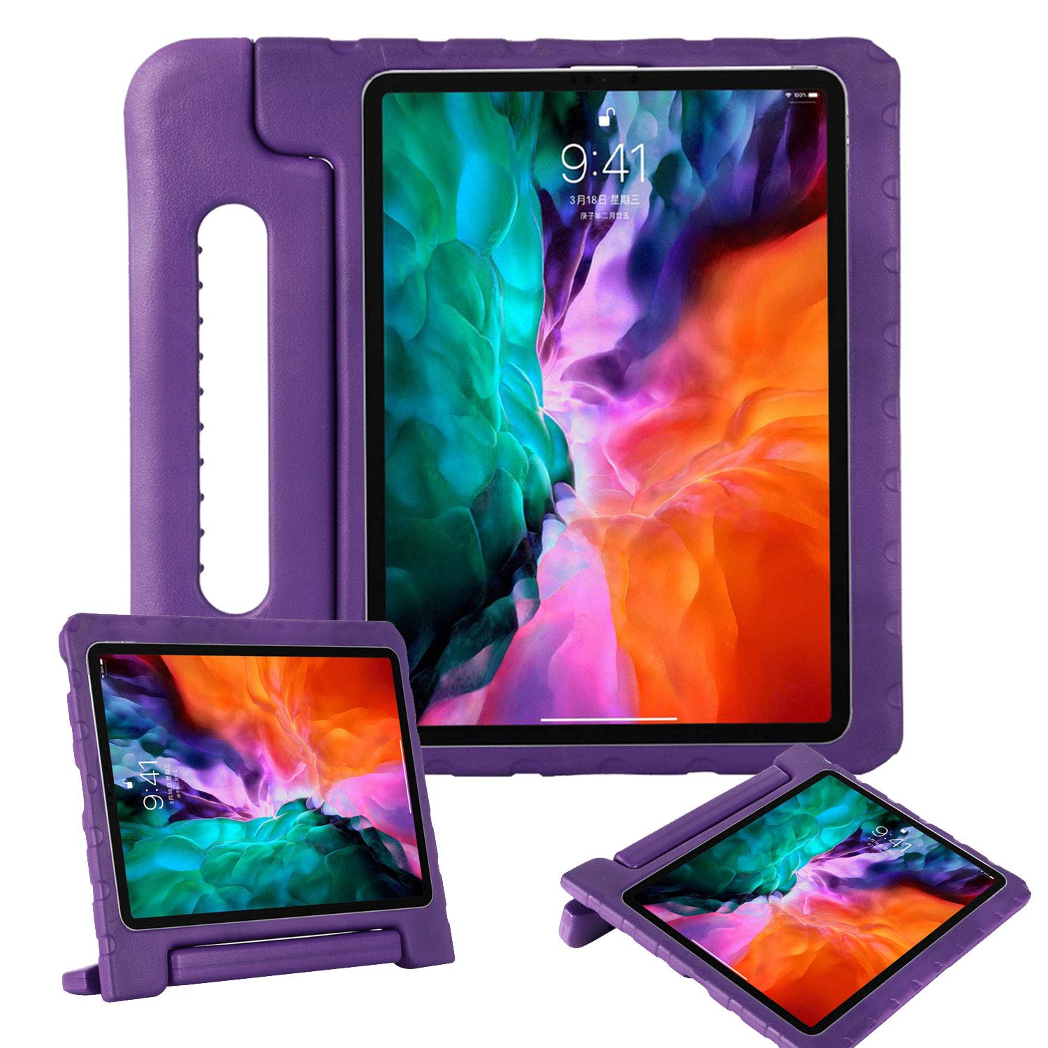 UGOcase Shockproof Kids iPad Pro 11 Inch Case (4th/3rd/2nd/1st Gen 2022-2018) - Child Handle Stand Cover with Apple Pencil Holder - Purple | Perfect for School, Travel & Home Learning