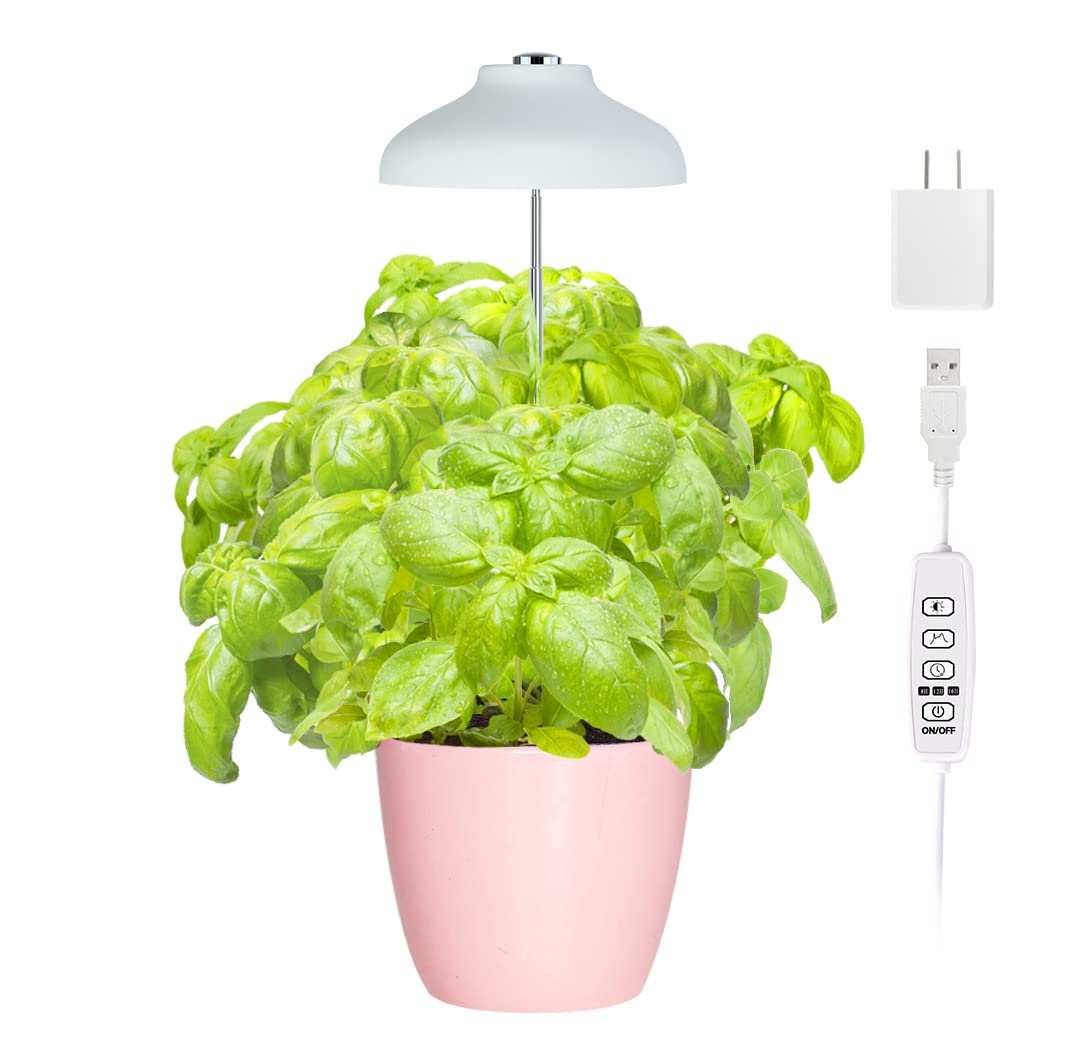 GrowLED LED Umbrella Plant Grow Light for Indoor Herb Gardens - Height Adjustable with Auto Timer & UL Adapter - Perfect for Beginners & Plant Enthusiasts - Works with Various Plants & DIY Decor (White) - Ideal for Home Gardening, Hydroponics & Indoor Plant Care