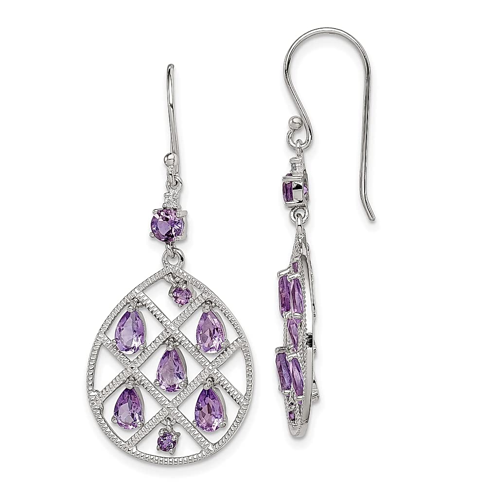 925 Sterling Silver Amethyst Teardrop Dangle Earrings for Women | Elegant Drop Fine Jewelry Gift for Her | Perfect for Weddings, Parties & Special Occasions