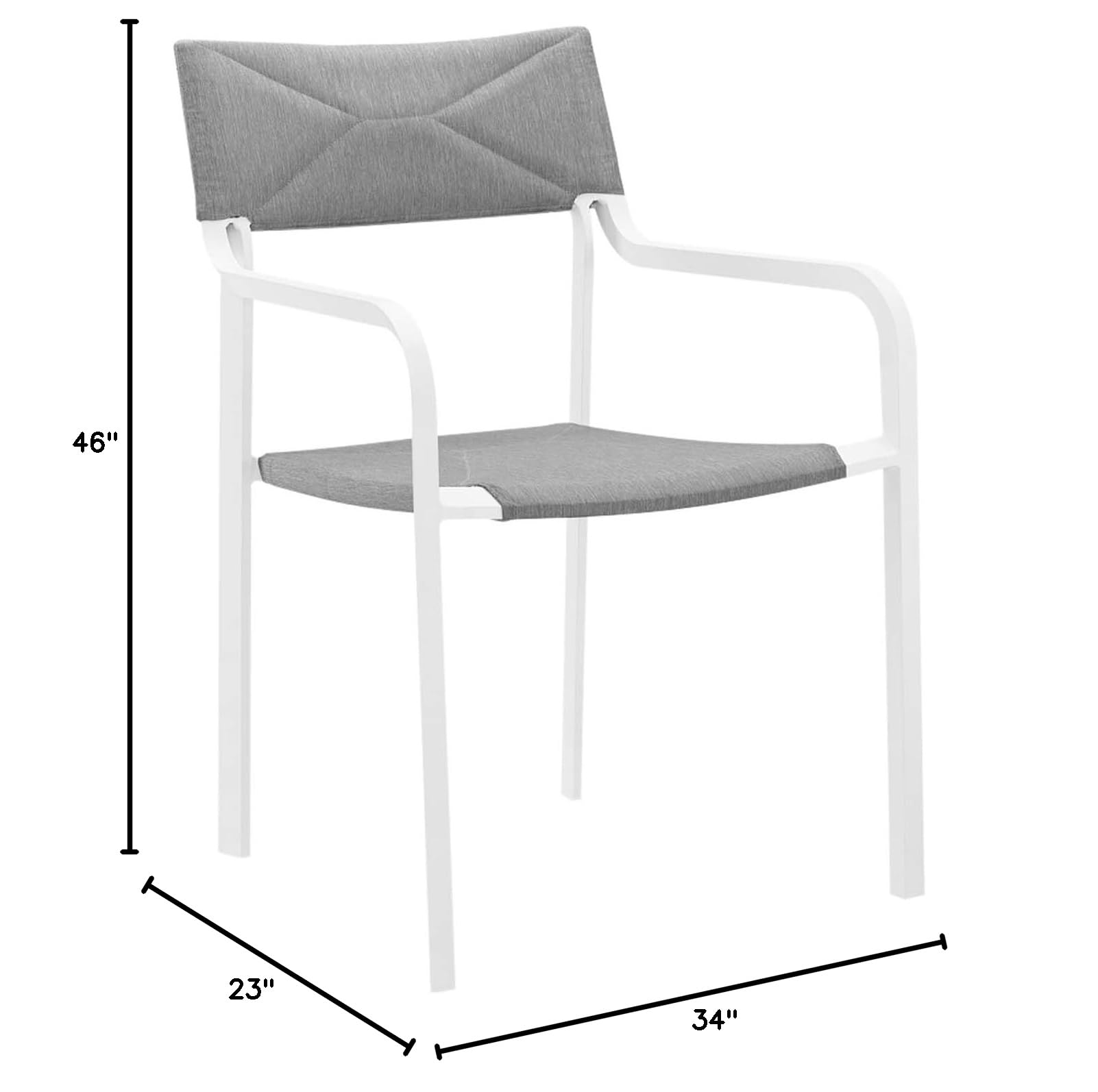 Modway EEI-3962-WHI-GRY Raleigh Lounge & Deep Seating Set - 2 Piece White Gray Modern Dining Armchairs for Patio, Living Room & Outdoor Relaxation