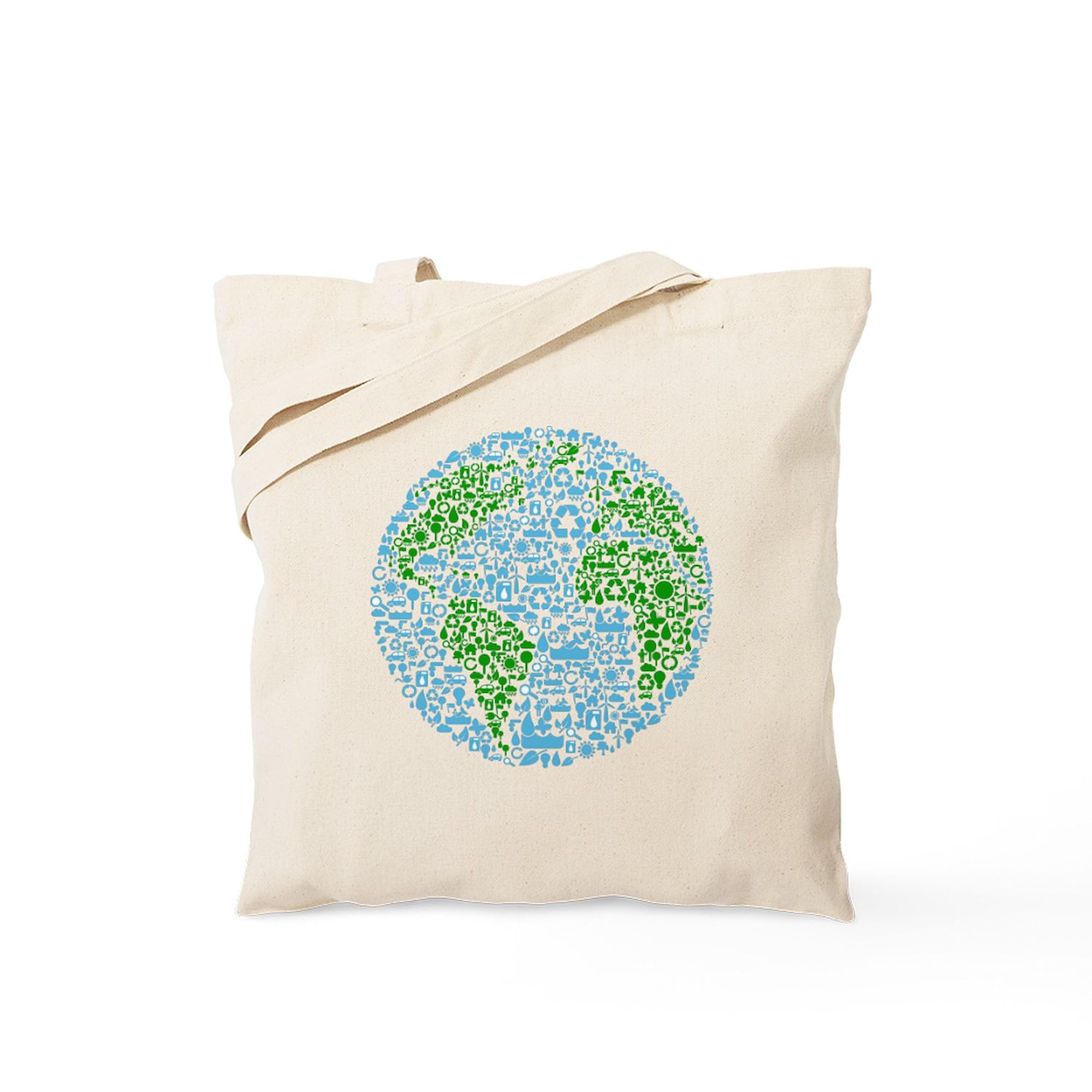 Save The Planet Eco-Friendly Natural Canvas Tote Bag - Reusable Grocery Shopping Bag for Groceries, Beach & Farmers Market