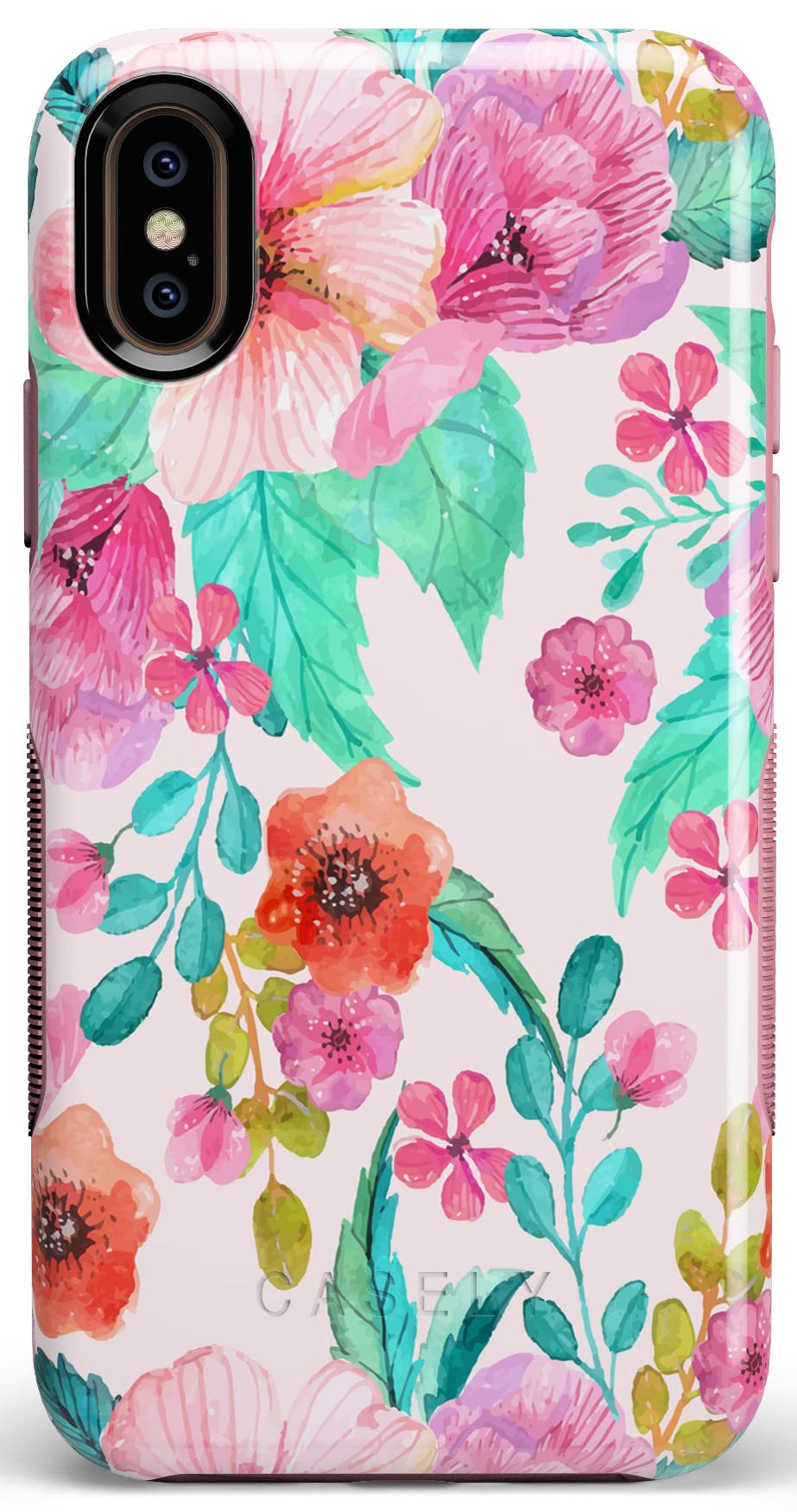Casely iPhone X/XS Case - Light Pink Floral Design Protective Phone Cover for Women | Slim Fit, Shockproof & Scratch Resistant | Perfect for Everyday Use, Travel & Outdoor Activities