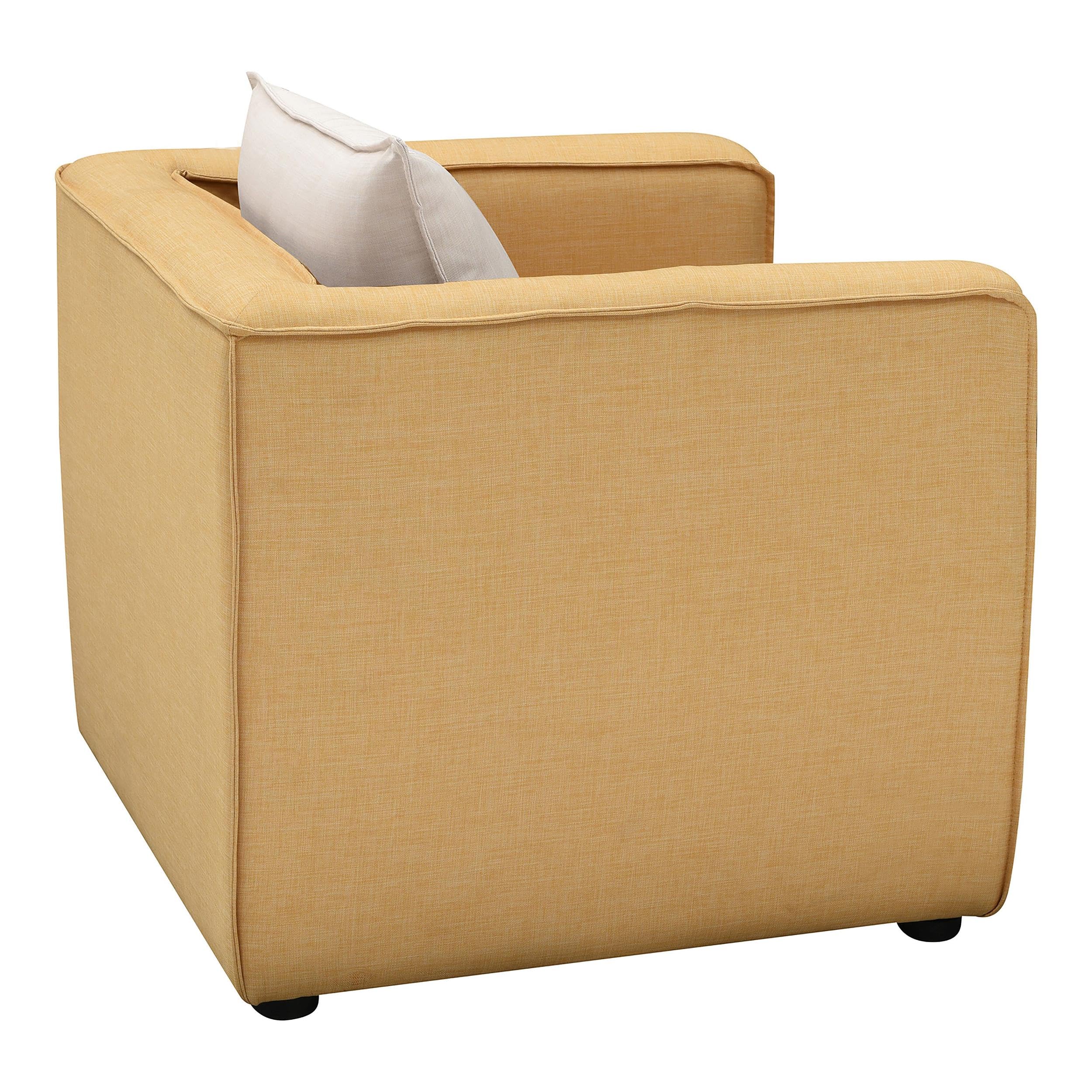 Furniture of America Charlie Modern Fabric Upholstered Accent Chair in Yellow - Stylish Mid-Century Lounge Chair for Living Room, Bedroom & Office Decor