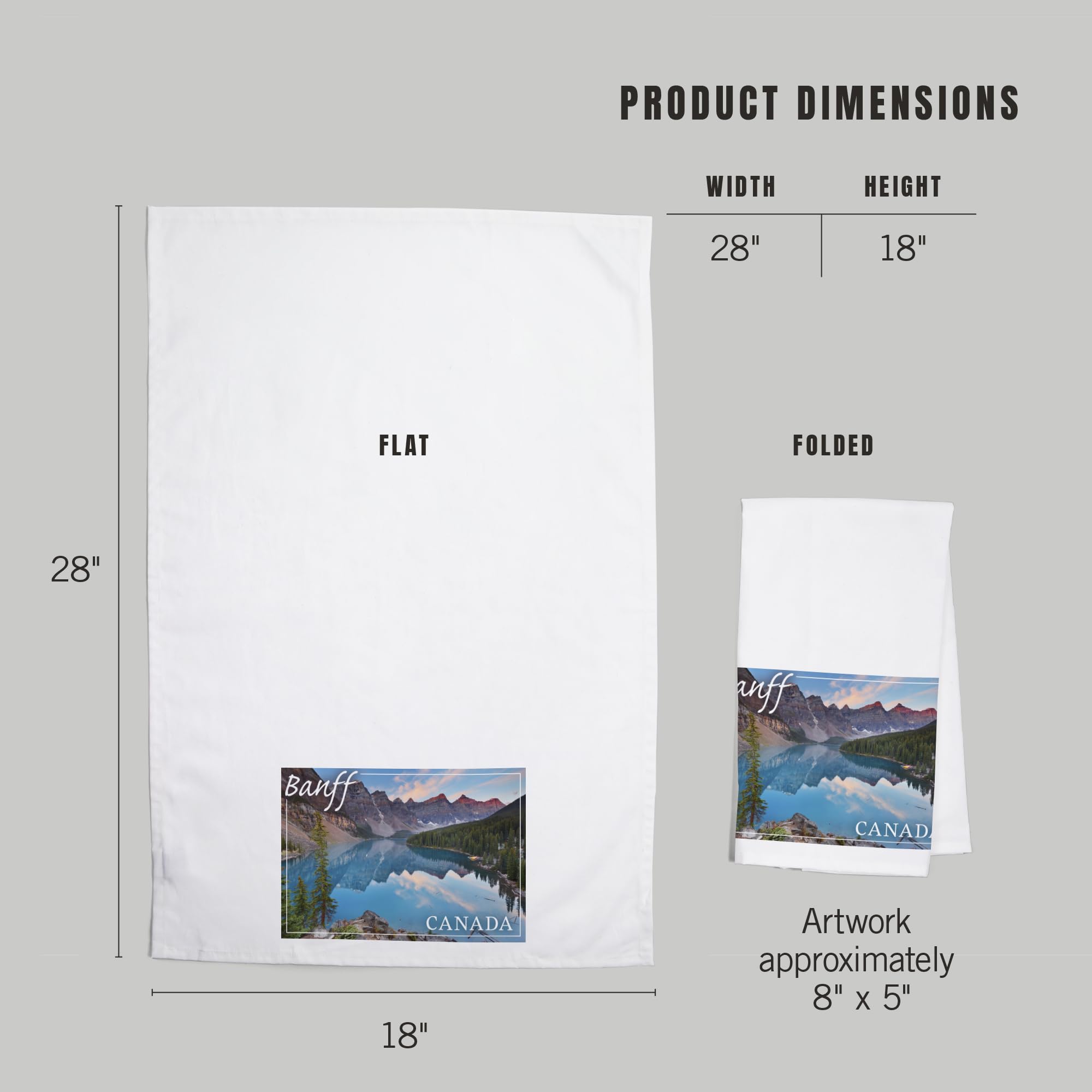 Lantern Press Banff Canada Moraine Lake 100% Cotton Tea Towel - Decorative Hand Towel for Kitchen & Home Decor - Perfect for Dish Drying, Gift Giving & Cabin Decor