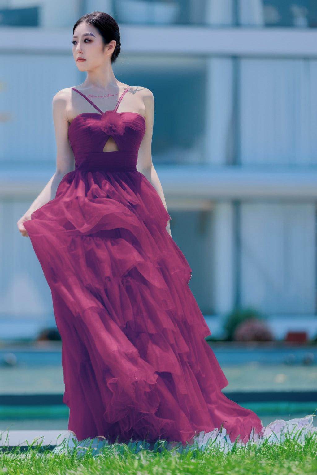 Elegant Princess Sweep Brush Train Tulle Prom Dress CS0493 - Perfect for Homecoming, Ball Gowns & Formal Events