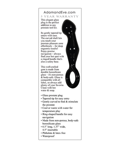 Adam & Eve Adam's Glass Prostate Massager for Men - Black - Premium Silicone-Free Adult Toy for Sensual Pleasure & Prostate Health - Perfect for Couples Play & Solo Relaxation