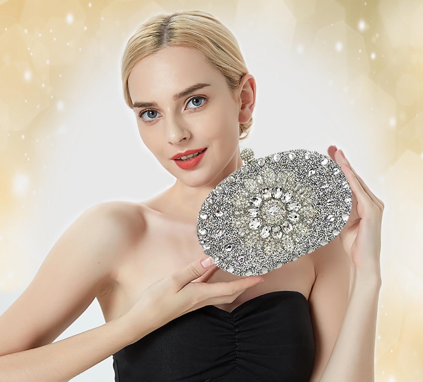 Sparkling Rhinestone Clutch Purse for Women - Wedding & Evening Party Handbag