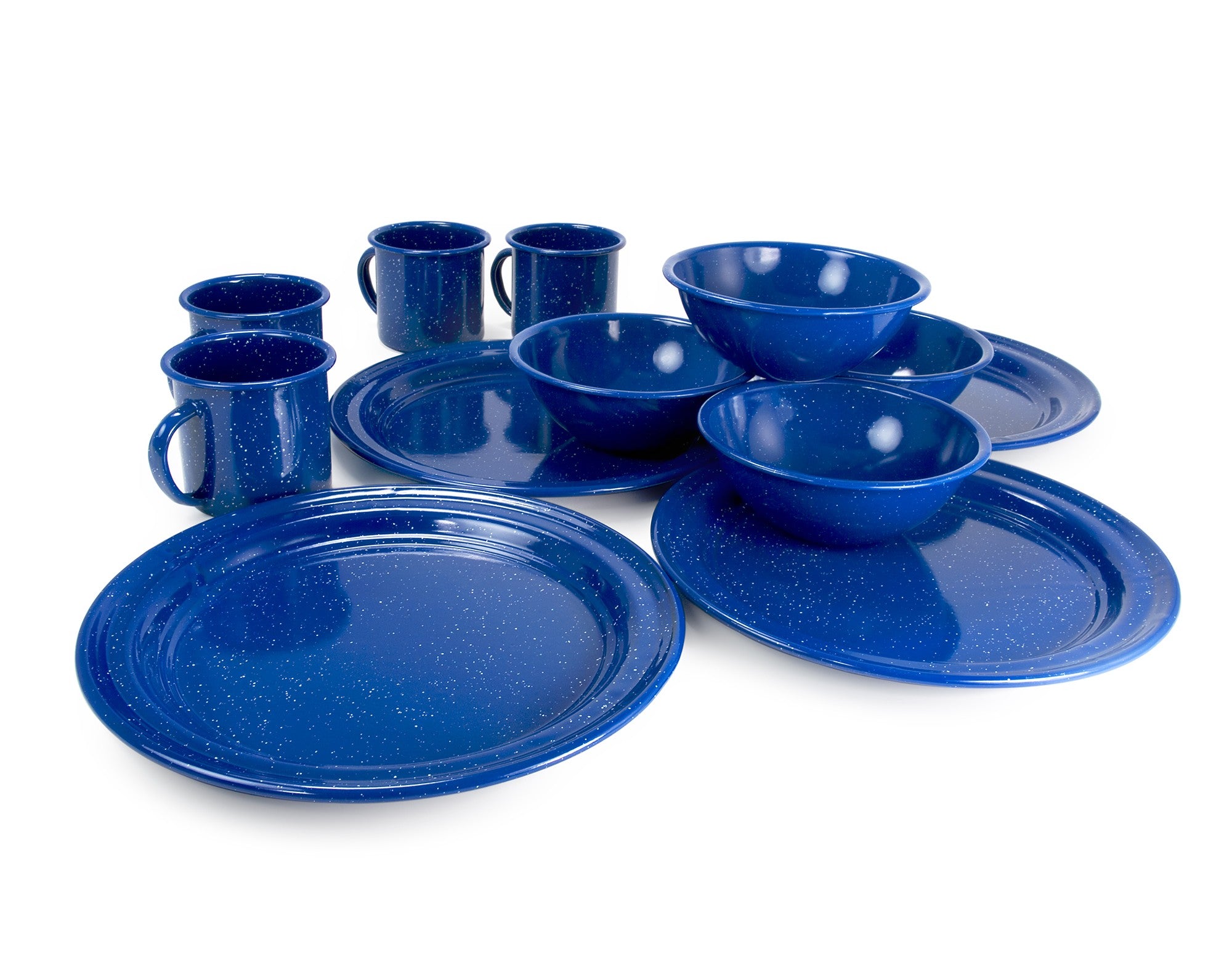 Sierra Enamelware 4-Person Dining Set - Durable Camping & Picnic Tableware for Outdoor Adventures