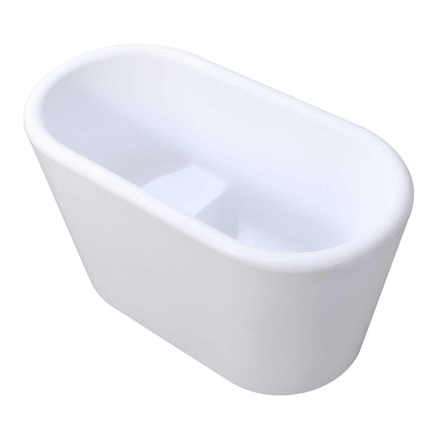 Aqua Eden 51 Inch Acrylic Oval Freestanding Bathtub - Double Ended Soaking Tub with Drain & Built-in Seat, Glossy White - Perfect for Luxury Bathroom & Spa Relaxation