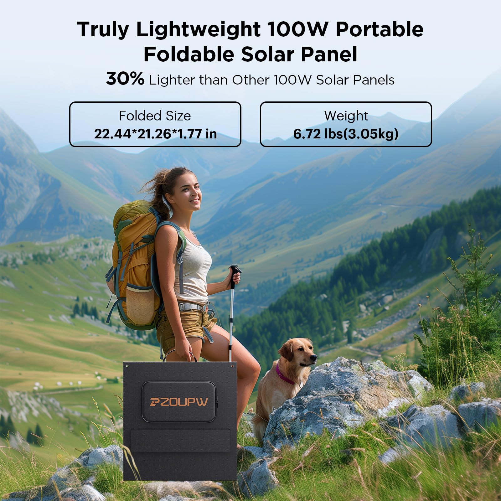 100W Portable Solar Panel for Power Station - 9BB Ultralight Foldable Solar Charger with USB-A & USB-C Output, 23.5% High Efficiency, IP67 Waterproof, Adjustable Kickstands - Perfect for Camping, RV Trips, Emergency Power During Blackouts