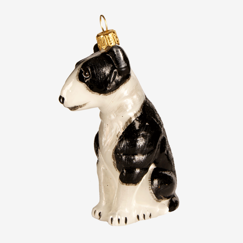 Handmade Bull Terrier Dog Figurine - Unique Ceramic Ornament for Home Decor, Gift for Dog Lovers | Perfect for Christmas Tree, Shelf Display & Pet Memorial