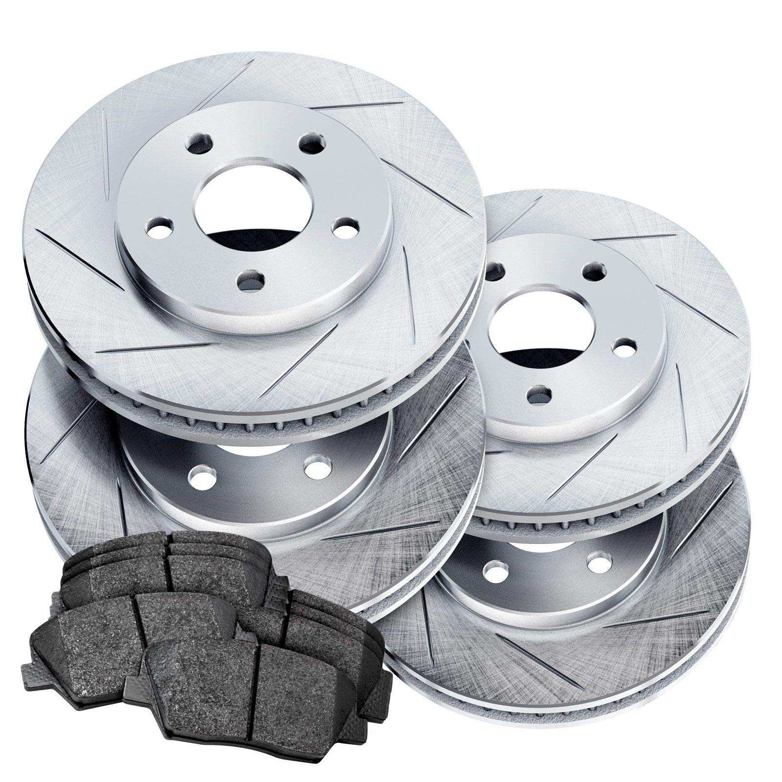 High-Performance PowerSport Front & Rear Brake Pads and Rotors Kit - Ceramic Brake Pads with Drilled Rotors - Compatible with 2003-2007 Honda Accord - Perfect for Daily Commuting & Performance Driving