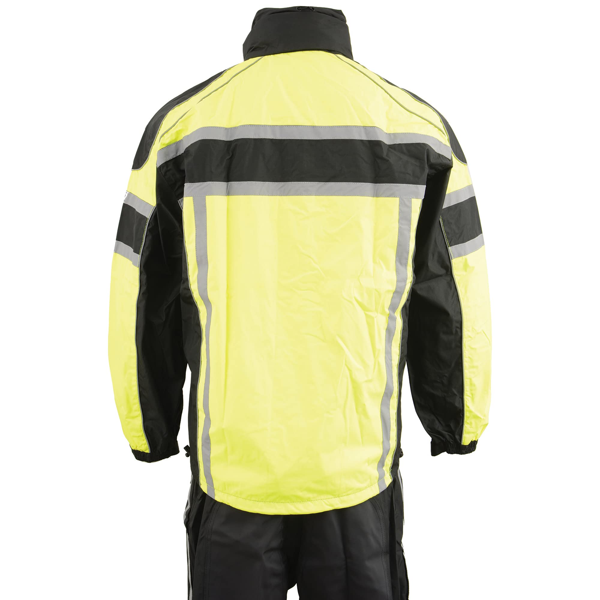 Milwaukee Leather Men's Waterproof Motorcycle Rain Suit - Black & Neon Orange/Green with Reflective Tape & Heat Leg Guards | All-Weather Biker Gear for Commuting & Road Trips