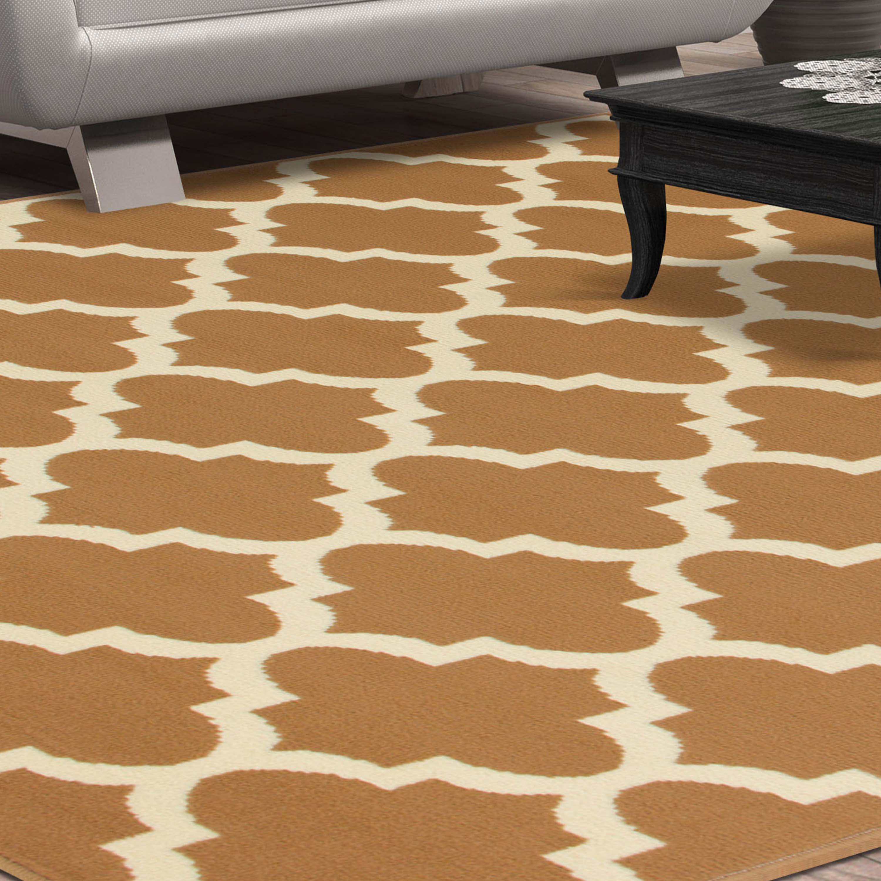 Modern Quatrefoil Geometric Trellis Indoor Area Rug - Non-Slip Soft Living Room Carpet - Perfect for Bedroom, Nursery, Dorm & Home Decor