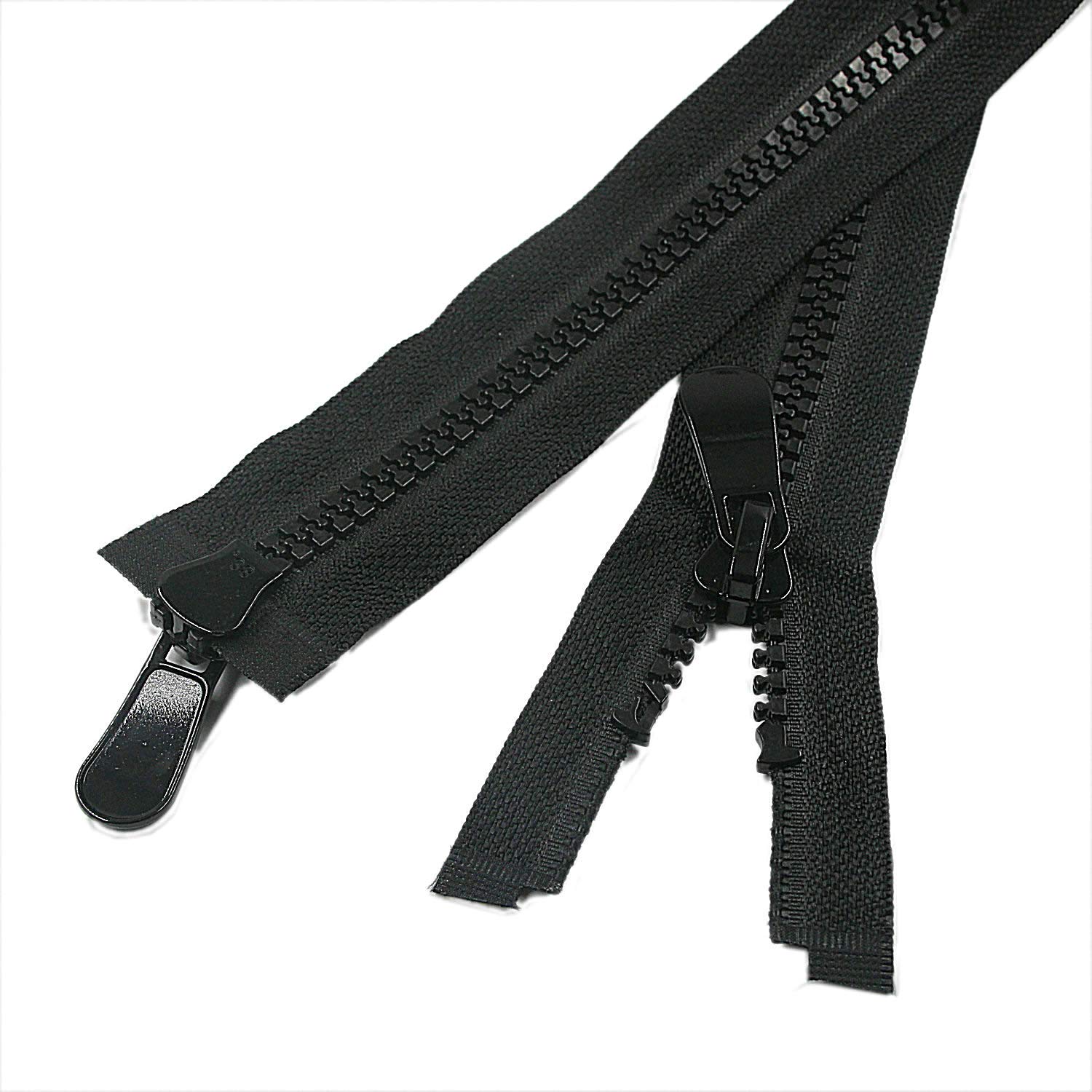 Leekayer 24 Inch Heavy Duty Two-Way Separating Zipper - 8# Size, 60cm Black Resin Zipper for Jackets, Coats, Luggage & DIY Sewing Projects | Durable Replacement Zippers for Handmade Crafts & Bulk Sewing Supplies
