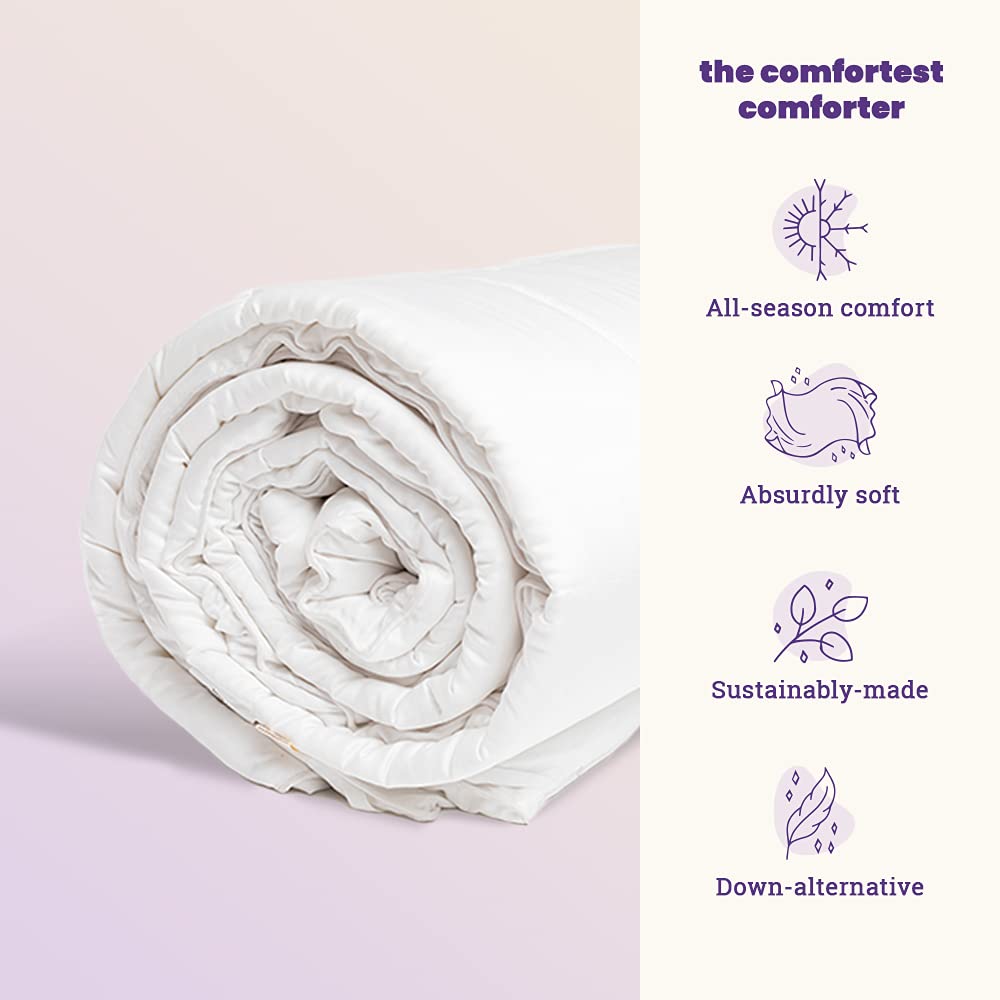 Sheets & Giggles 100% Cotton Down Alternative Comforter - All Season King Size Cooling Blanket - Hypoallergenic & Breathable - Perfect for Hot Sleepers & Bedroom Decor - White