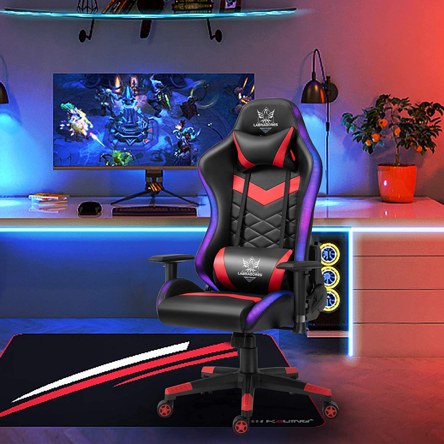 Ergonomic Gaming Office Chair - Racing Style Adjustable Height Executive Computer Chair with PU Leather, Steel Frame & Smooth-Rolling Casters | Perfect for Home Office, Gaming Setup & Workstation Comfort