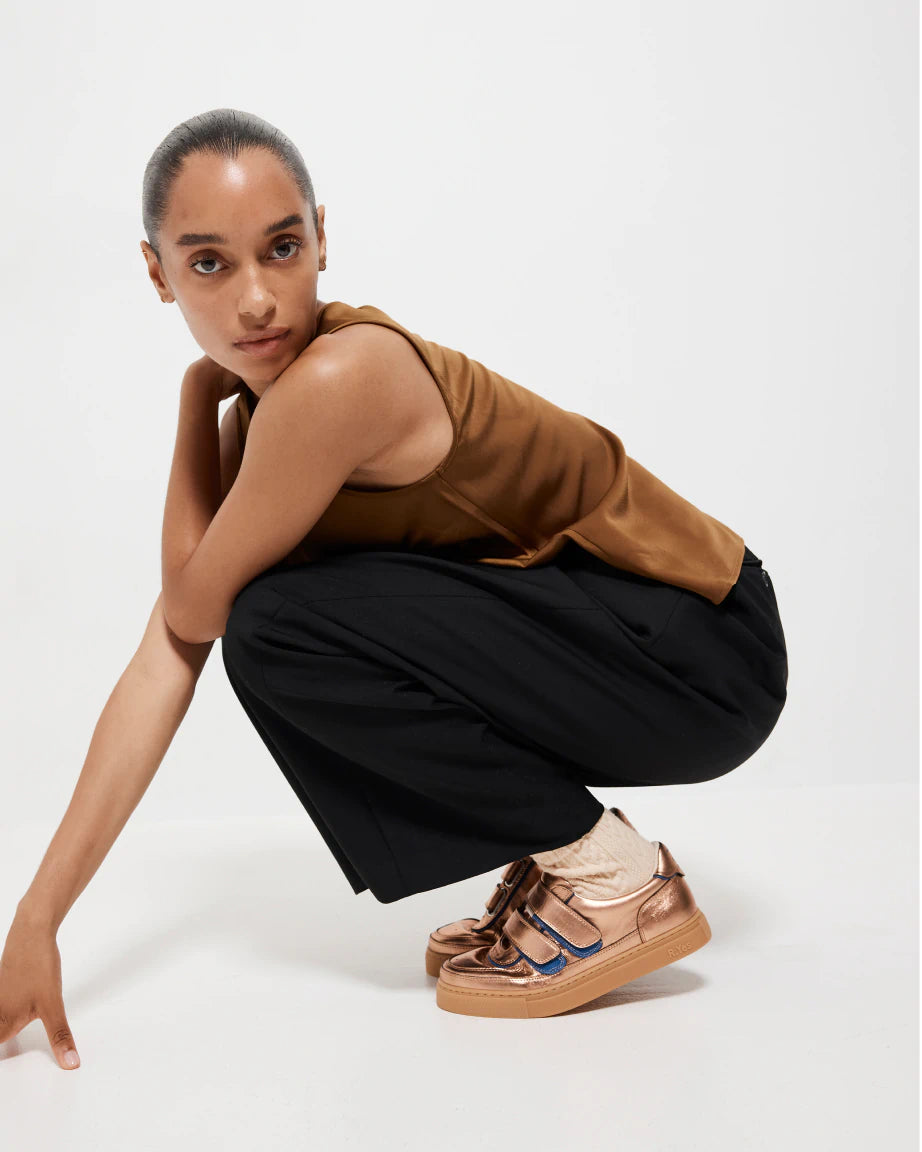 Journey 4.0 Velcro Sneakers for Women - Lightweight Walking Shoes with Metallic Apricot Finish | Perfect for Gym, Running, and Casual Wear