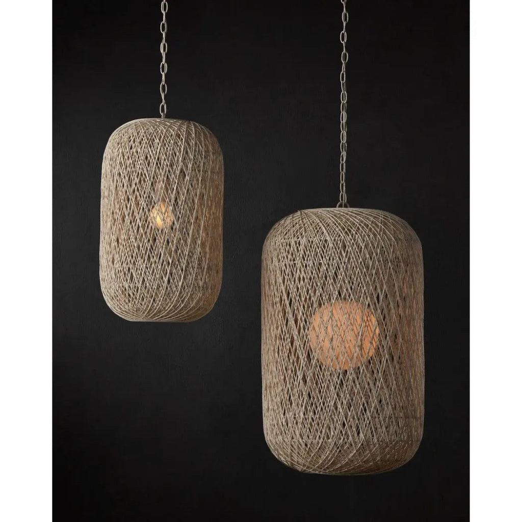 27 Inch Modern Cocoon Pendant Light - White Iron & Glass Shade for Kitchen Island, Dining Room, or Bedroom Lighting