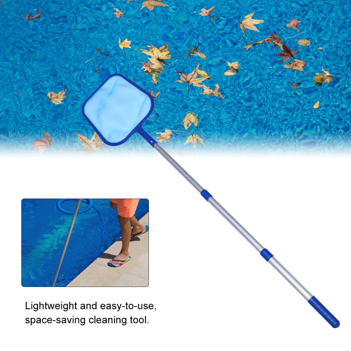 Foldable Adjustable Swimming Pool Cleaning Net - Aluminum Mesh Pool Cleaner for Leaves, Fish, and Debris | Ideal for In-Ground & Above-Ground Pools, Spas, and Backyard Maintenance