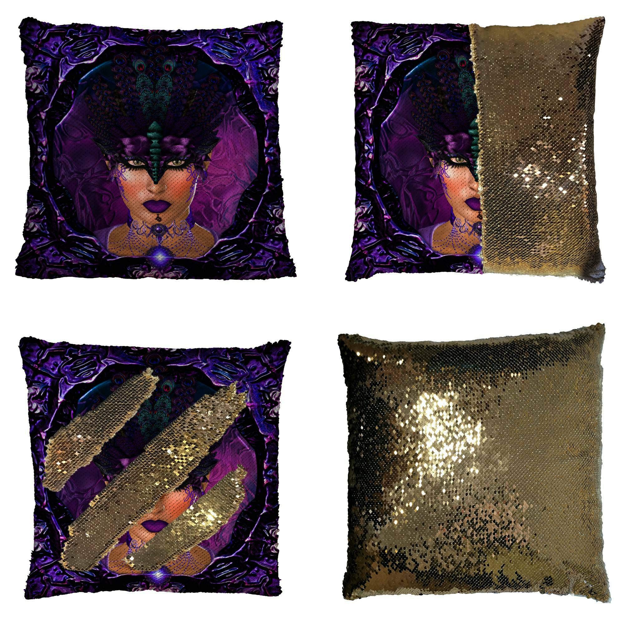 ECZJNT Purple Queen Masquerade Pillow Cover 20x20 Inch - Luxury Home Decor Cushion Case for Living Room, Bedroom & Party Decorations