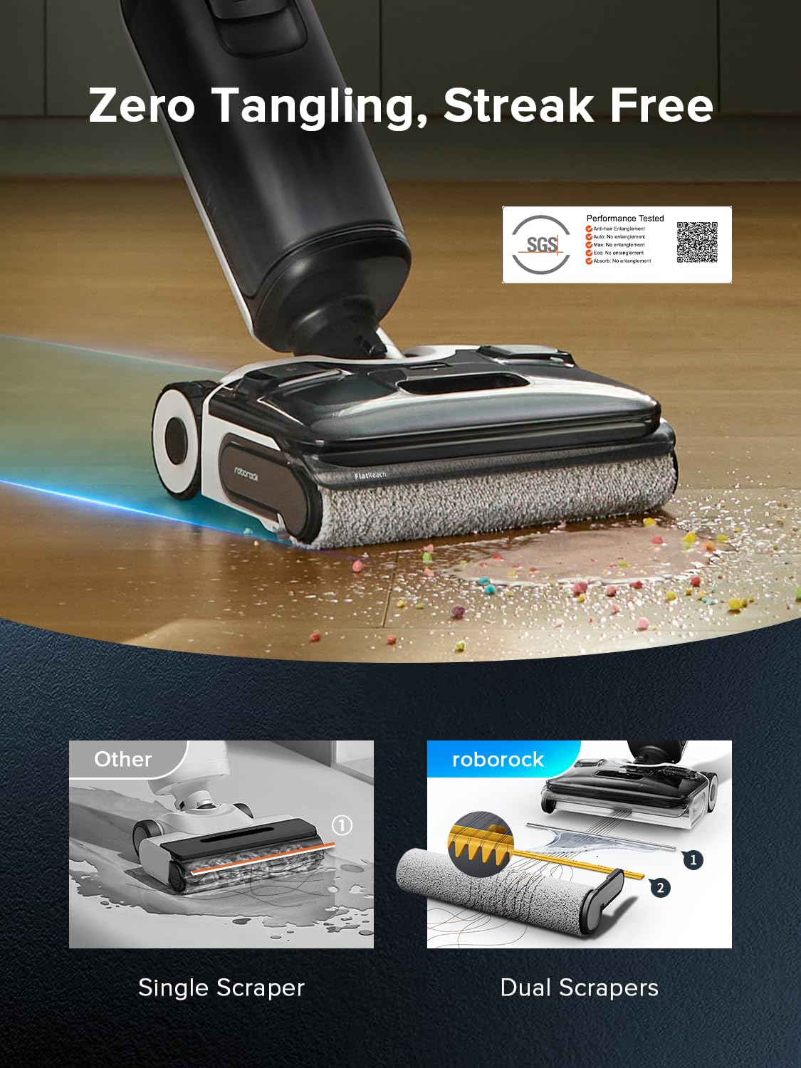 Roborock F25 ACE Cordless Wet Dry Vacuum Cleaner & Mop Combo - 20000Pa Suction for Hardwood Floors, Zero Tangle Brush, 194°F Hot Air Drying, 180° Lie Flat, WiFi Control - Perfect for Pet Hair, Spills & Deep Cleaning on Tile, Vinyl & Hardwood Floors