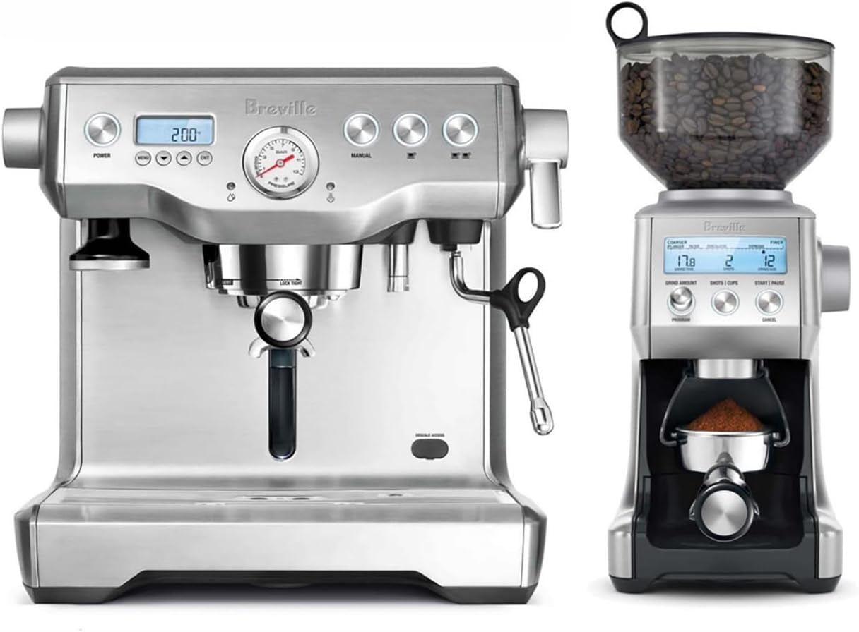 Breville BEP920BSS Dynamic Duo Dual Boiler Espresso Machine with Smart Grinder Pro - Stainless Steel Coffee Maker for Home Baristas & Coffee Lovers - Perfect for Espresso, Latte & Cappuccino Making