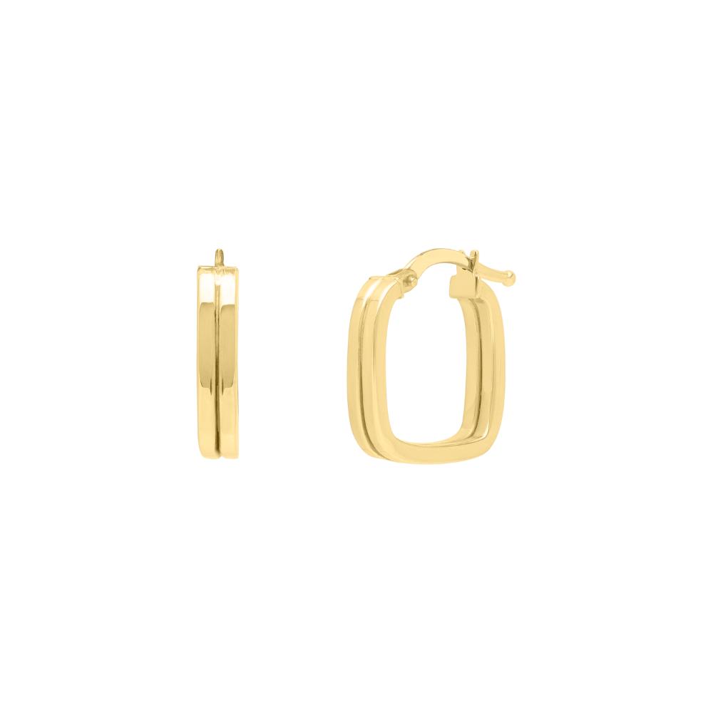 14K Gold Double Square Tube Hoop Earrings for Women - Elegant & Durable Jewelry for Parties, Weddings & Everyday Wear