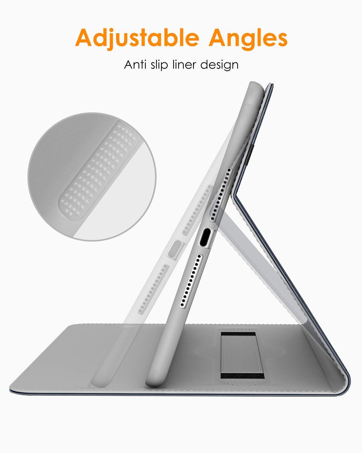 Premium Leather Folio Stand Case for iPad 9.7 Inch (5th/6th Gen 2018/2017 & iPad Pro 9.7/Air 2/Air) with Apple Pencil Holder - Blue | Protective Cover with Multiple Viewing Angles for Work, Study & Travel