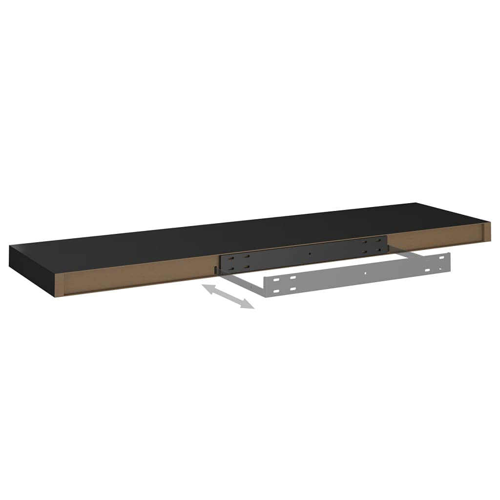 Modern Floating Wall Shelves Set of 4 - Black MDF Ledge Shelf 35.4