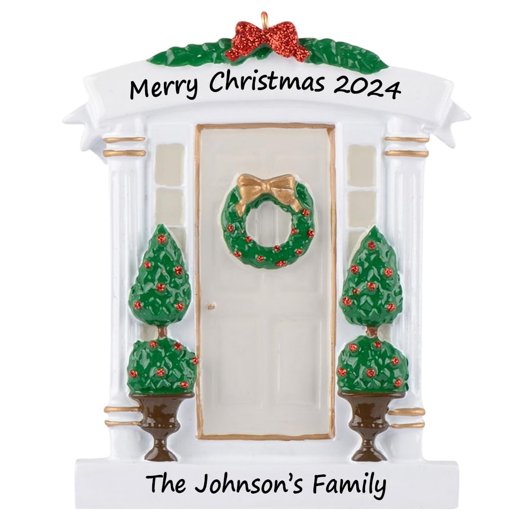 Personalized White Door Christmas Tree Ornament - Custom Housewarming Gift for New Home, Hostess Gift, First Christmas in New Home 2025 - Perfect for Holiday Decor, New Home Celebrations & Festive Gifting