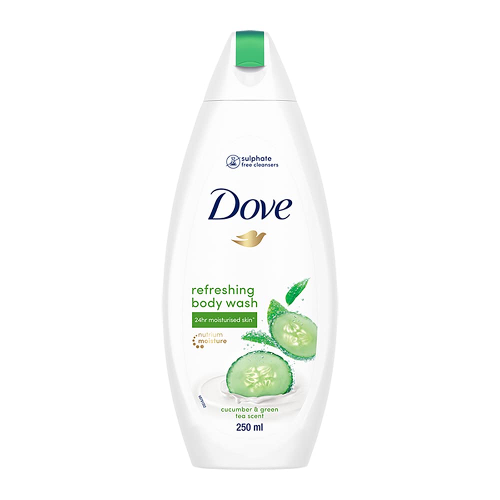 Dove Refreshing Body Wash with Cucumber & Green Tea Scent - 250ml for All Skin Types | Hydrating & Smoothing Shower Gel for Daily Use, Spa Days & Relaxing Bath Time