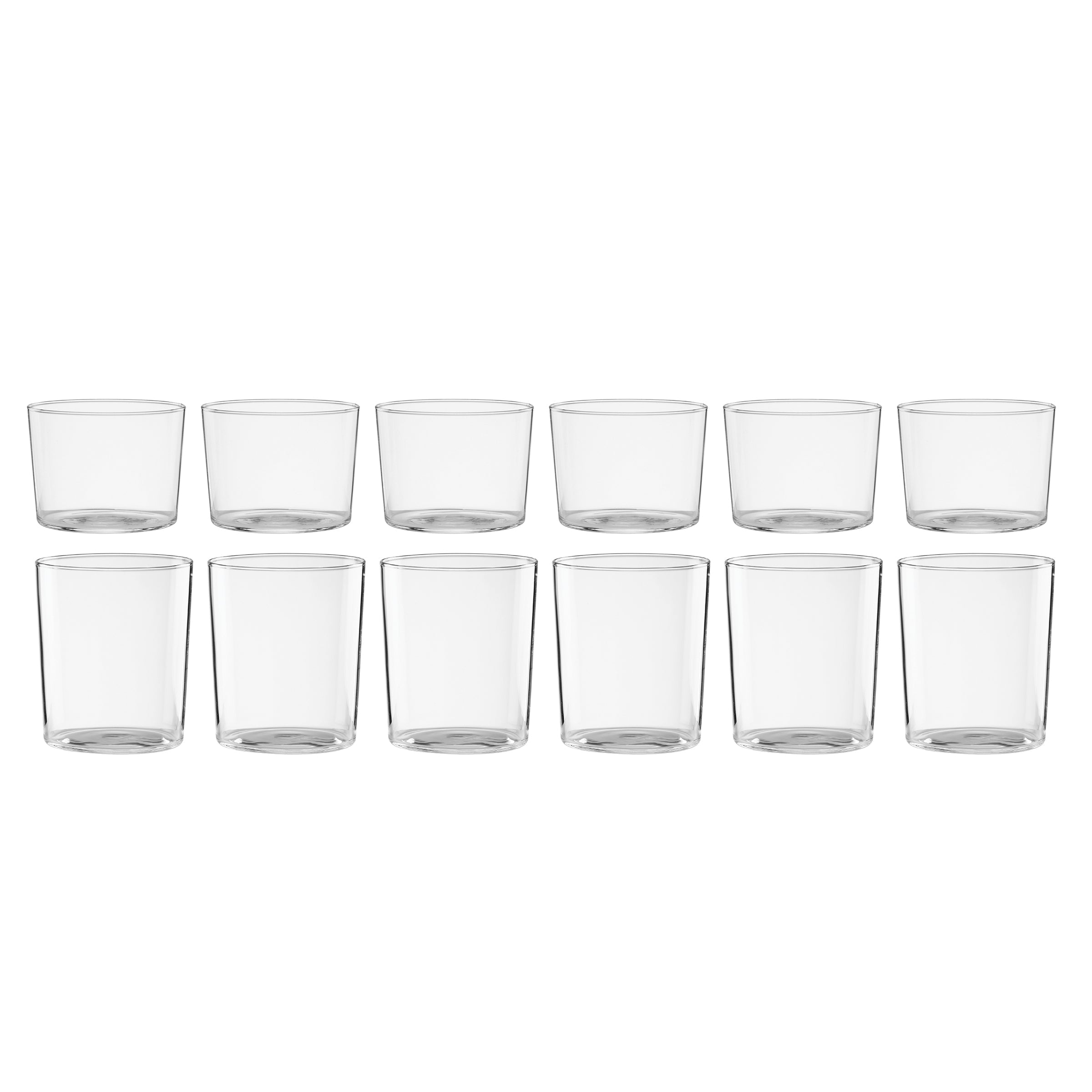 Stackable Clear Short and Tall Drinking Glasses Set of 12 - Perfect for Parties, Restaurants, and Home Entertaining