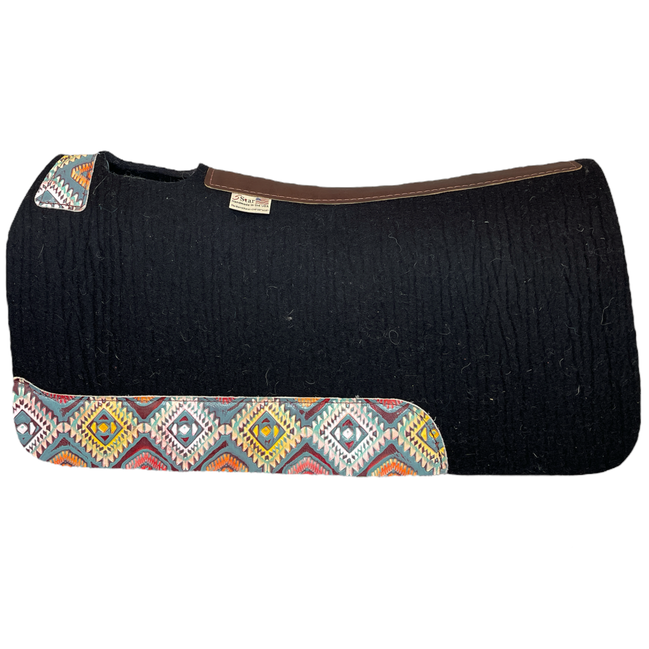 5 Star Barrel Racer Black & Aztec Pad - Premium Horse Riding Saddle Pad for Western Equestrian Sports, Barrel Racing & Rodeo Events