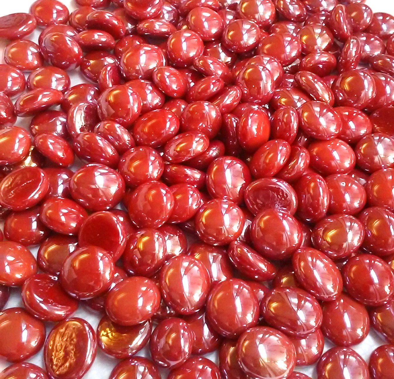 3 LB Opal Red Irid Small Glass Gems - Decorative Vase Fillers for Home, Wedding & Event Centerpieces - Bulk Tumbled Stones for DIY Crafts, Floral Arrangements and Aquarium Decor