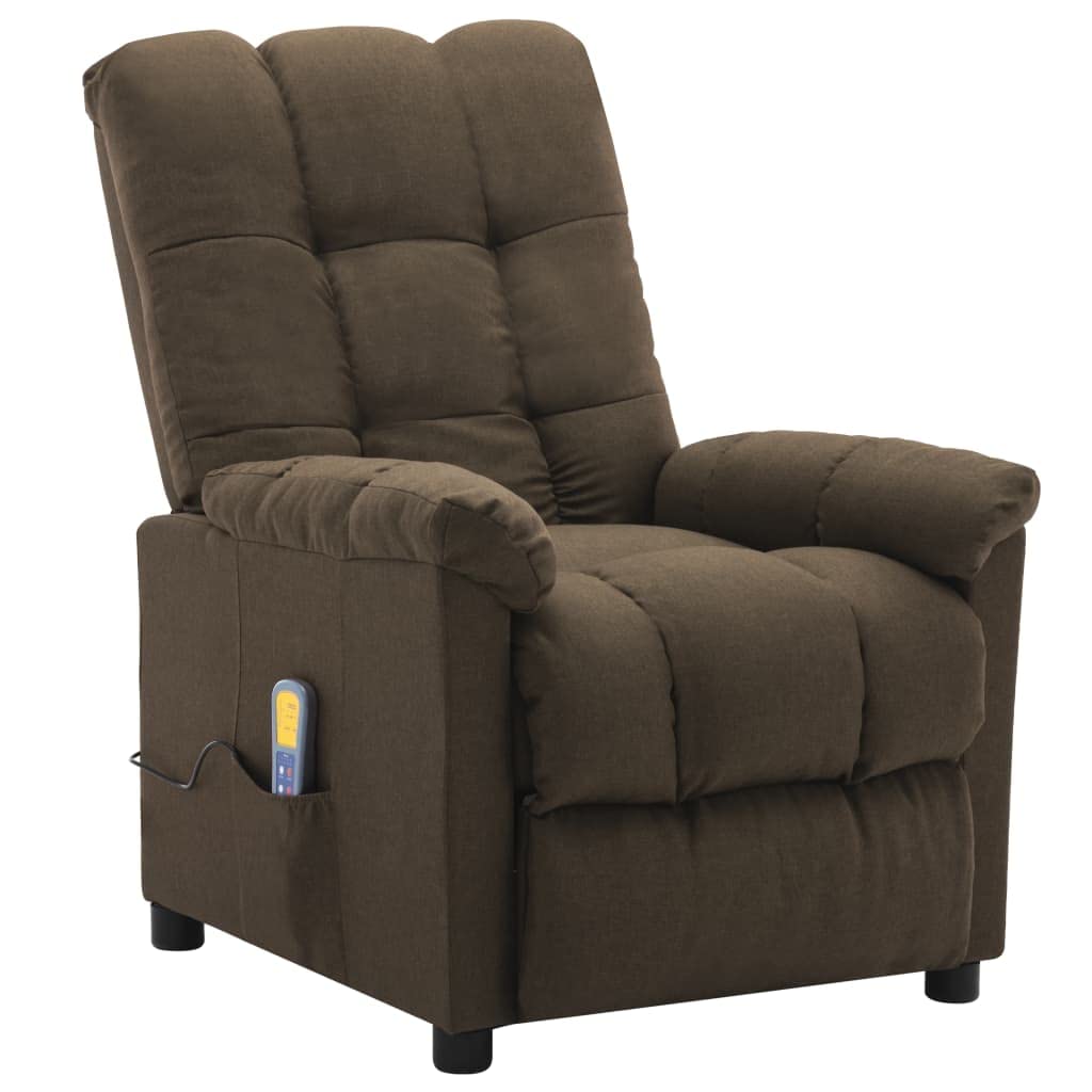 Premium Massage Recliner Chair with Adjustable Headrest & Footrest - Brown Fabric Living Room Recliner for Bedroom, Home Theater & Gaming - Ergonomic Design with Side Pocket Storage | Perfect for Relaxation, Movie Nights & Gaming Sessions