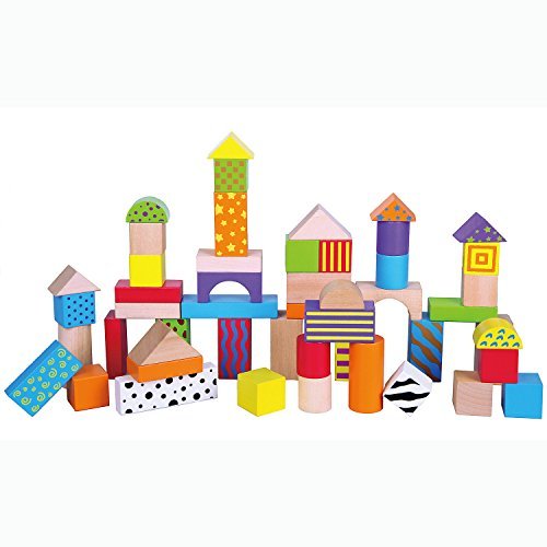The Original Toy Company 50-Piece Wooden Building Blocks Set - STEM Educational Toys for Toddlers, Perfect for Preschool Learning & Creative Play at Home or Classroom