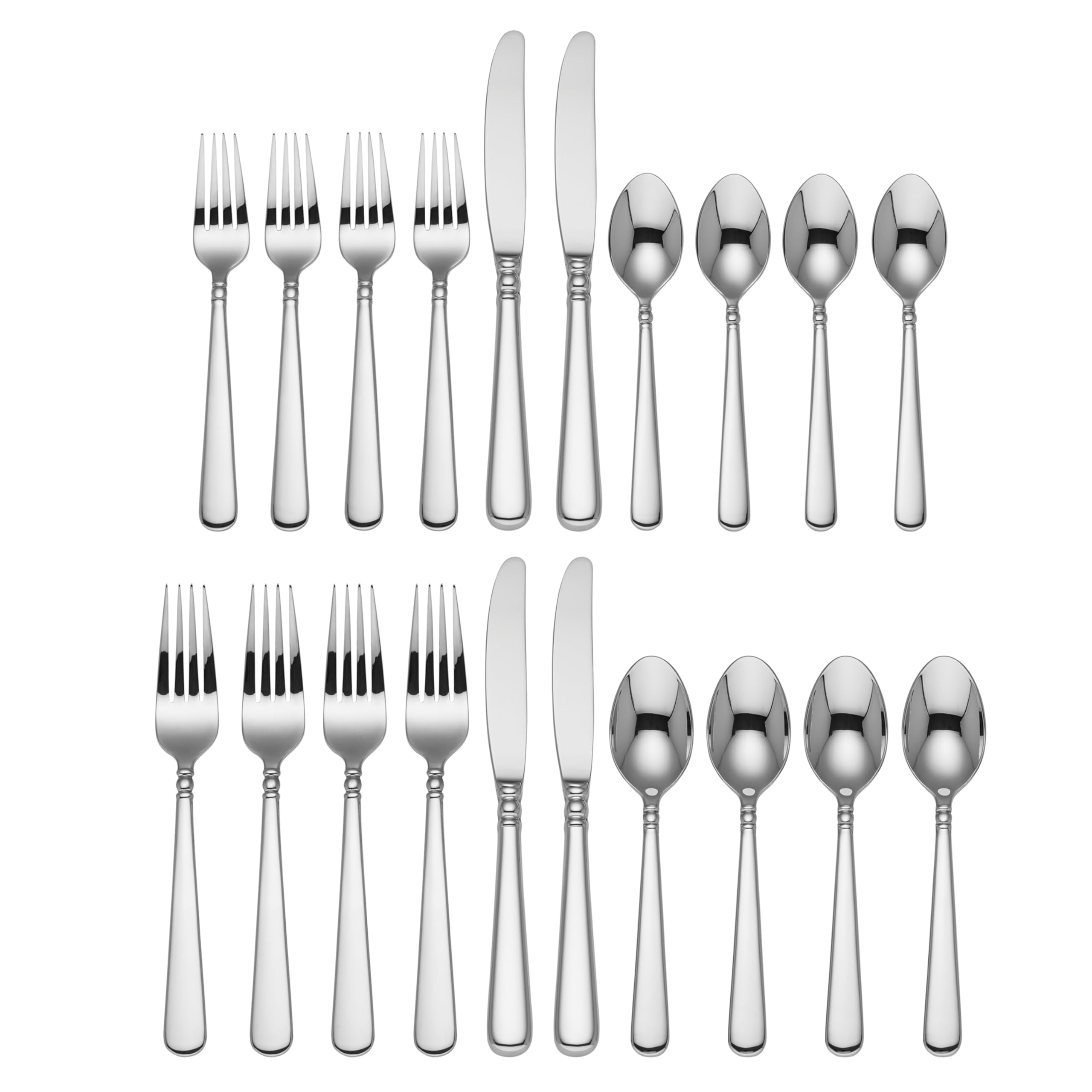 Lenox Pearl Platinum Flatware Set - 20-Piece Stainless Steel Silverware with Elegant Metallic Finish for Wedding, Anniversary & Formal Dining Gifts