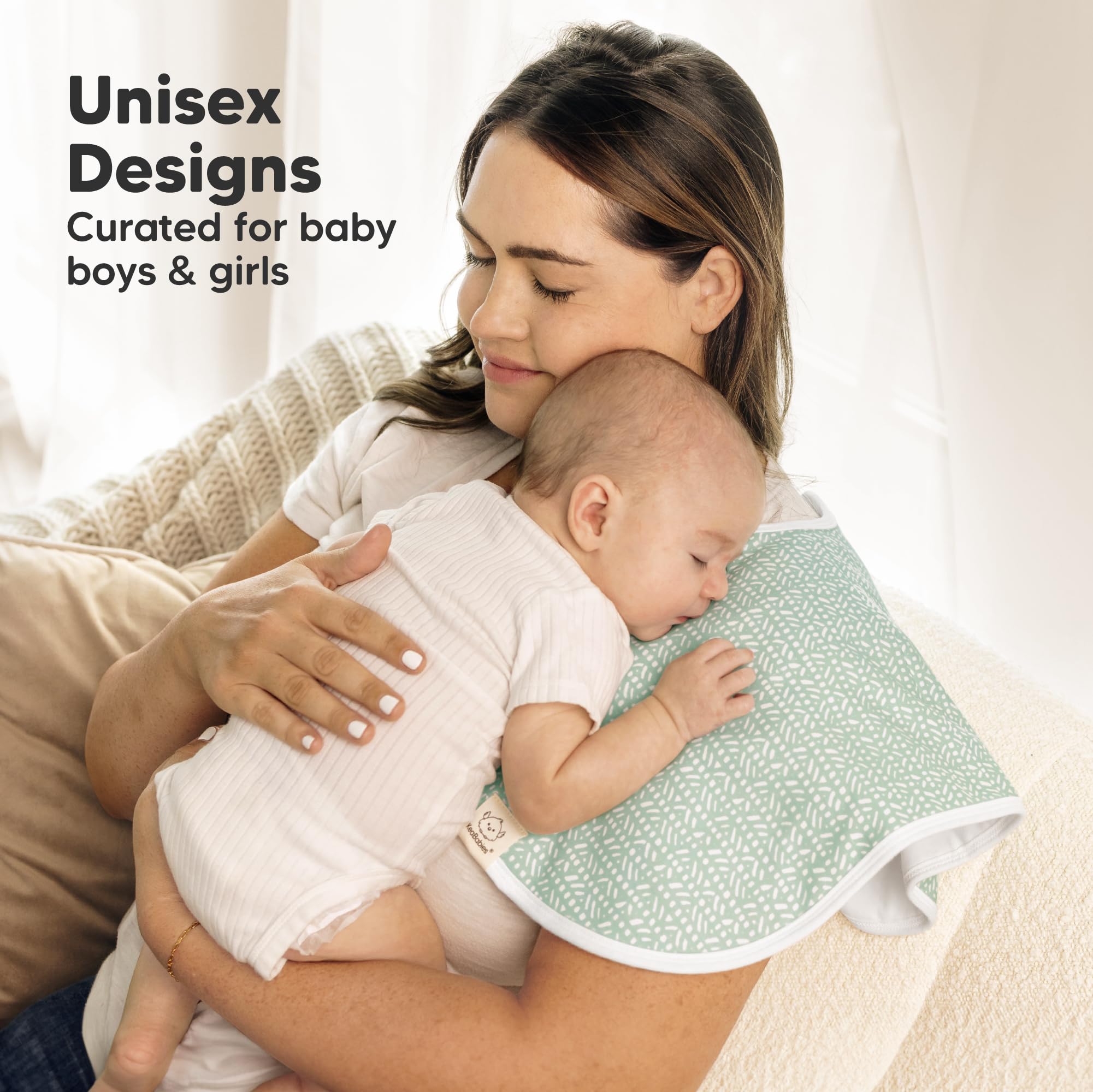 KeaBabies 4-Pack Organic Cotton Baby Burp Cloths for Newborns - Extra Large, Super Absorbent & Ultra Soft Burping Cloths & Bibs Set for Boys & Girls (Nordic Design) - Perfect for Feeding, Spit-Up Protection & Gentle Skin Care