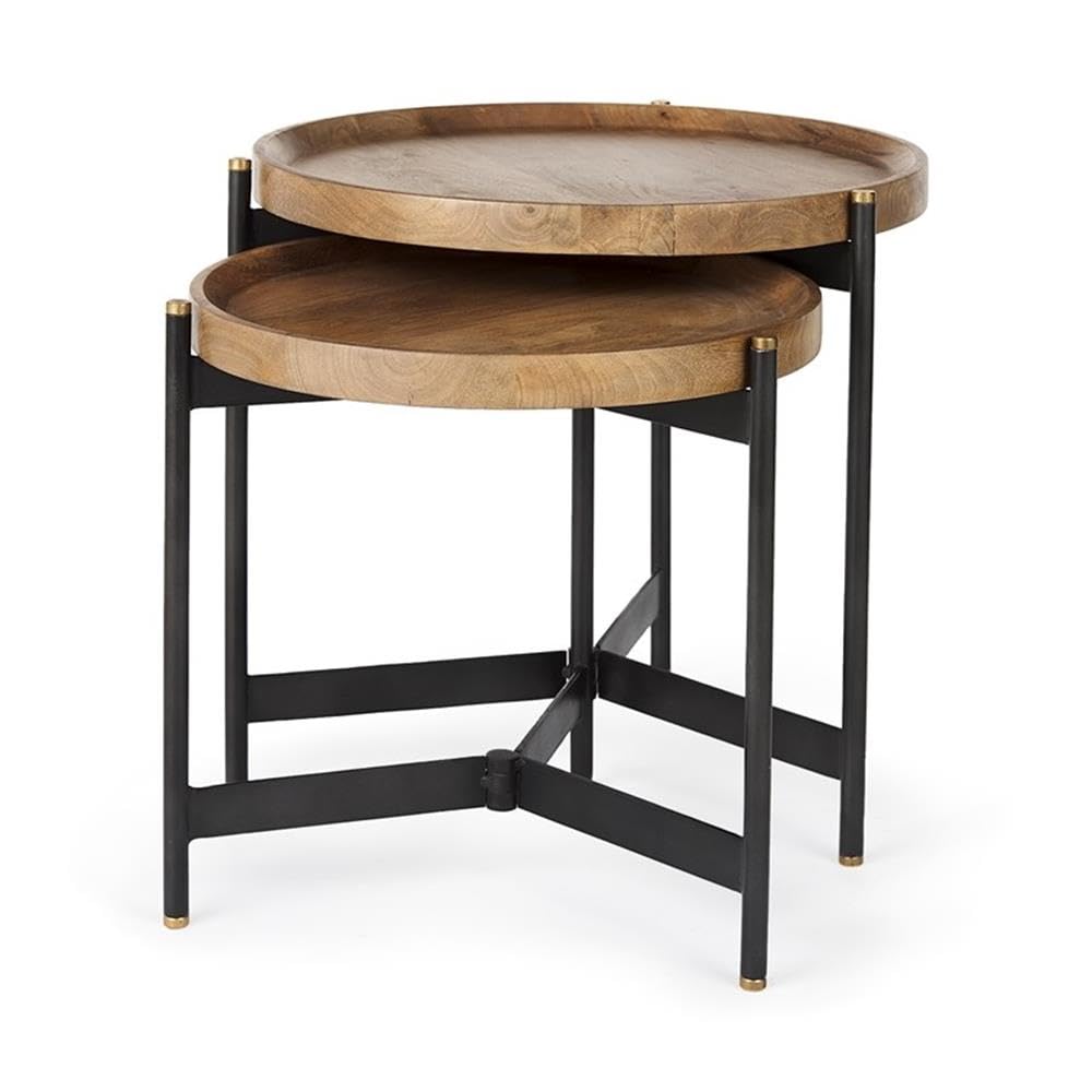 Mercana Marquisa Nesting Tables - Set of 3 Light Brown End Tables for Living Room, Bedroom, or Office - Modern Coffee Table Set with Storage Space